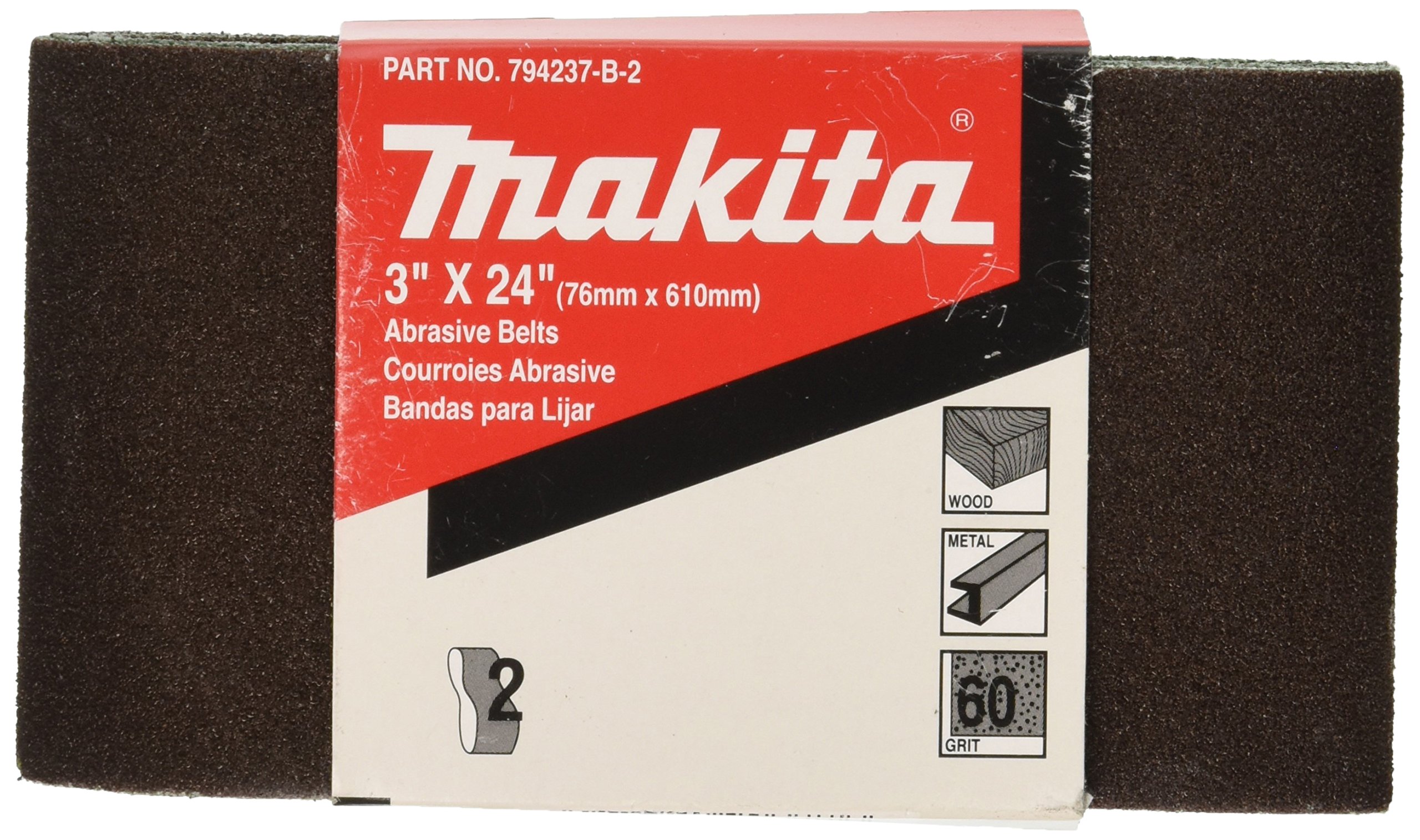 Makita 742308-3 3" X 21" Abrasive Belt, 80 Grit, 10/Pk