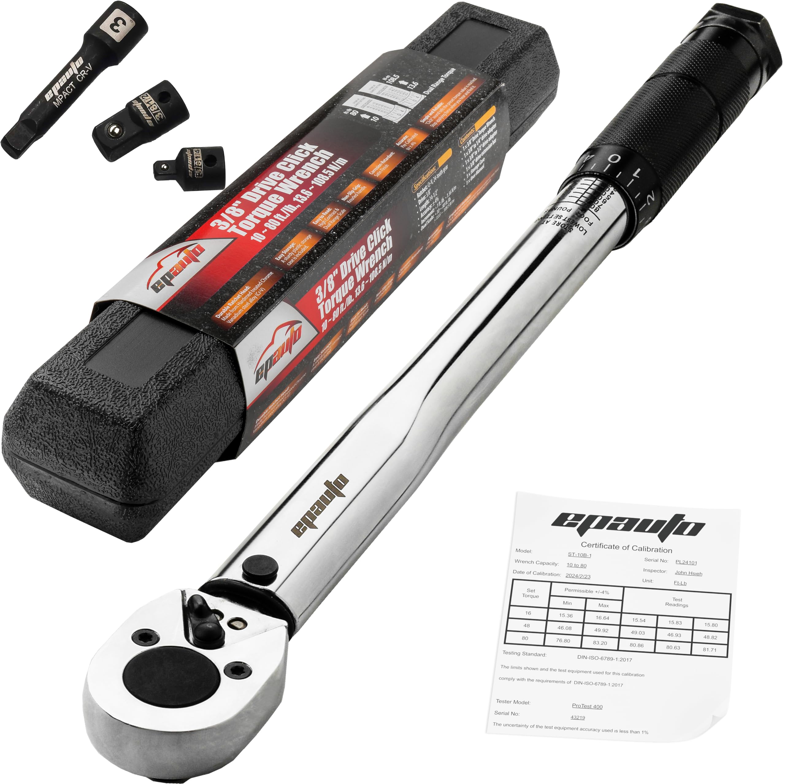 Set Chiave Dinamometrica EPAuto 1/4" (2-20 Nm) Per Bici - Con Punte Esagonali, Torx, Barra Prolunga, Custodia