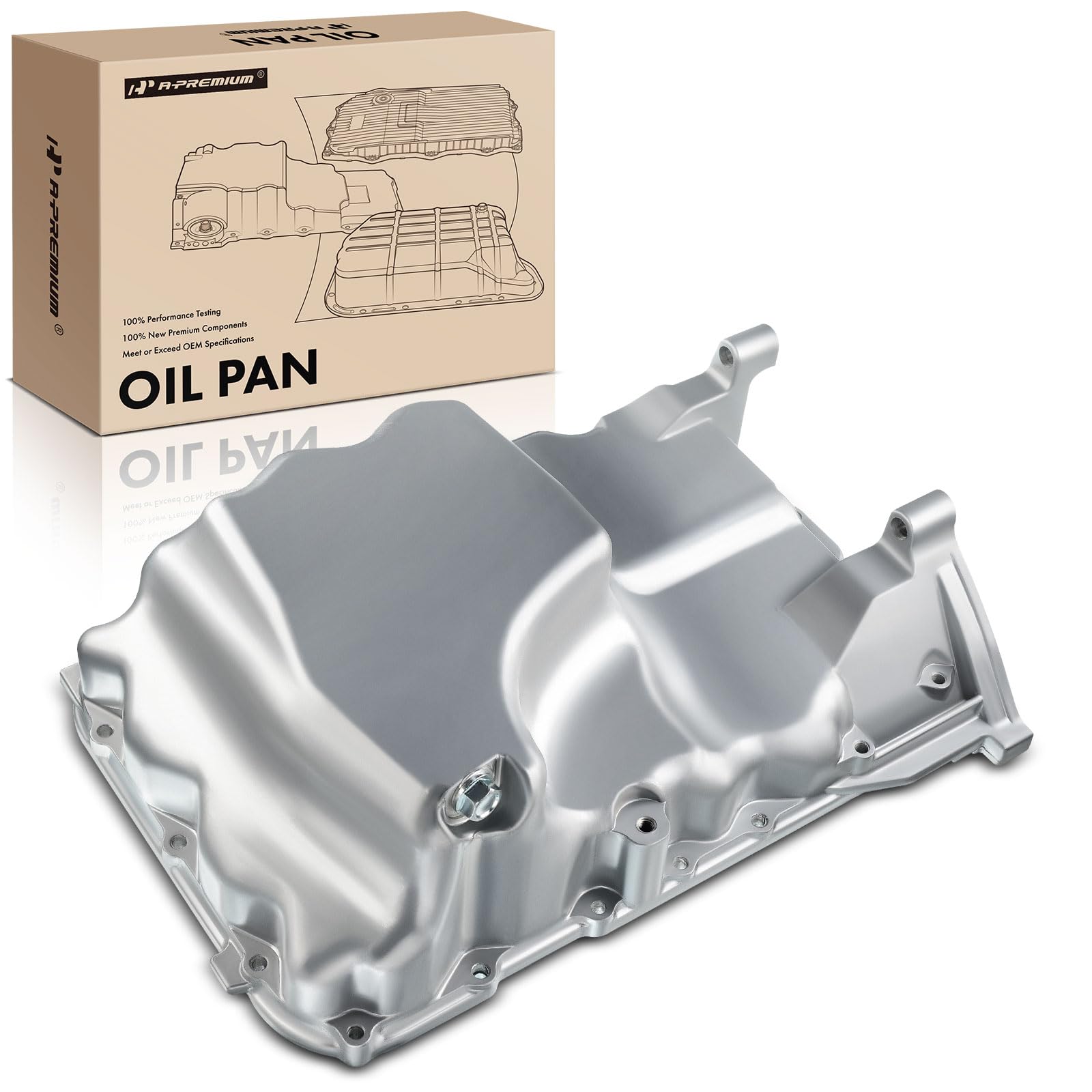 Engine Oil Pan With Drain Plug And Gasket Compatible With