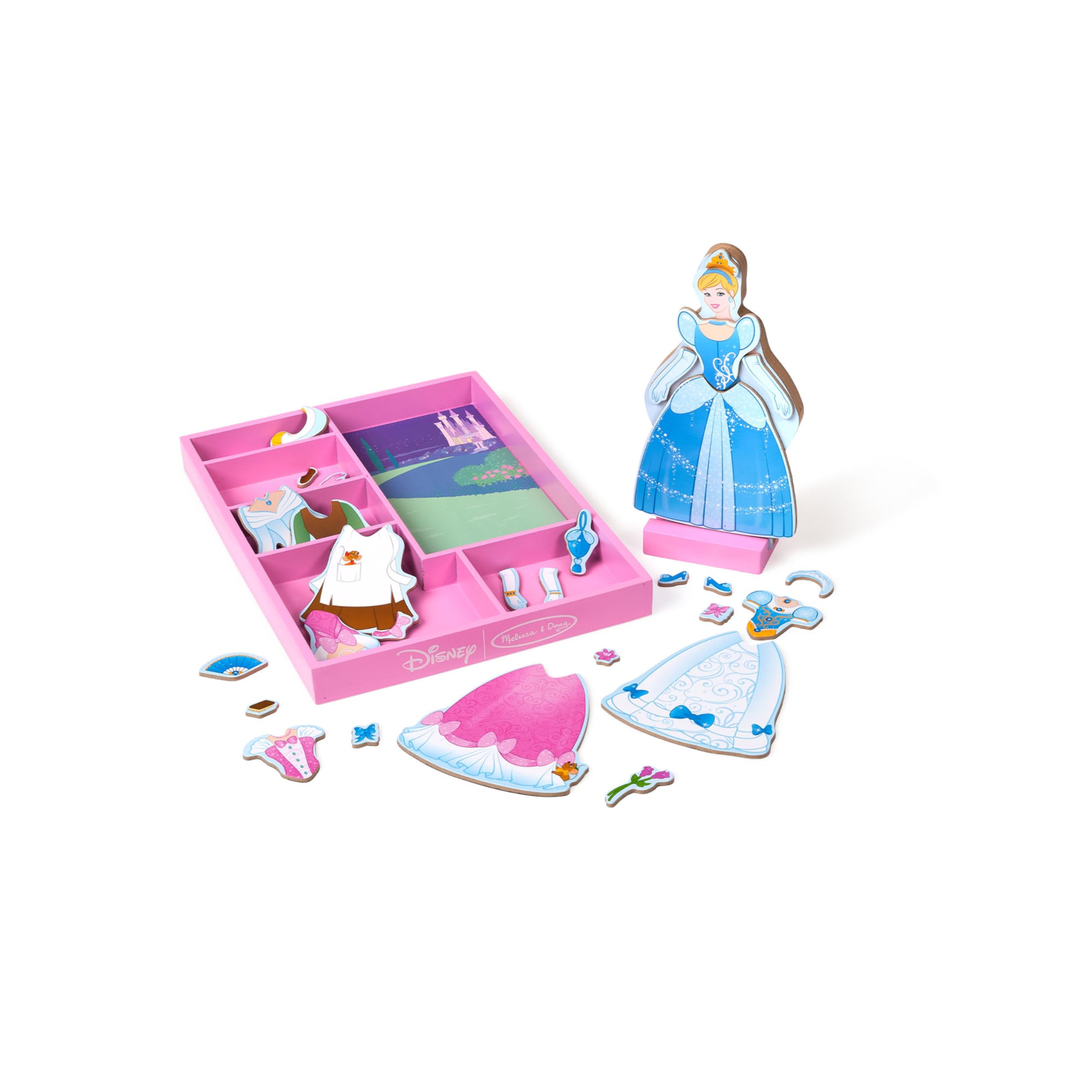Melissa & Doug Dress Up Wooden Doll Set - Abby & Emma Magnetic Dolls With 56 Clothing Pieces