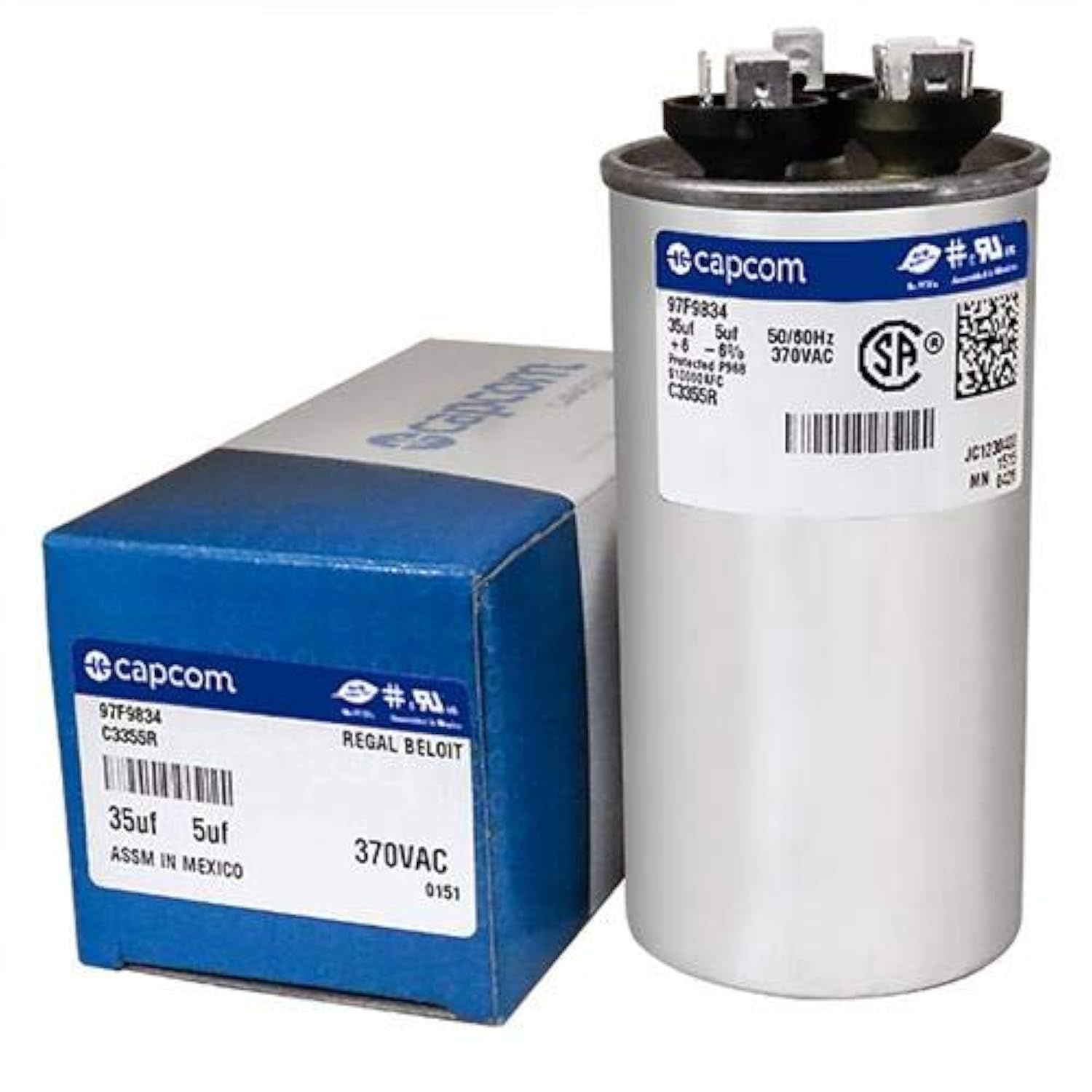 GE - Brandclub - GE Genteq Capacitor round 45/5 uf MFD 370