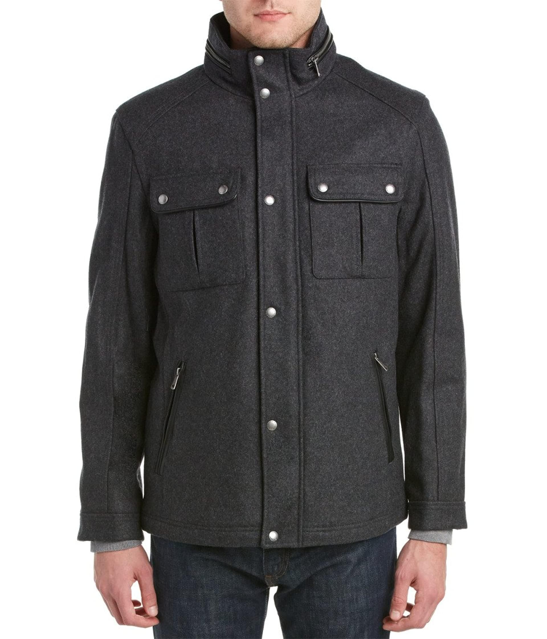 Cole Haan - Brandclub - Cole Haan Mens Melton Stand Collar Jacket