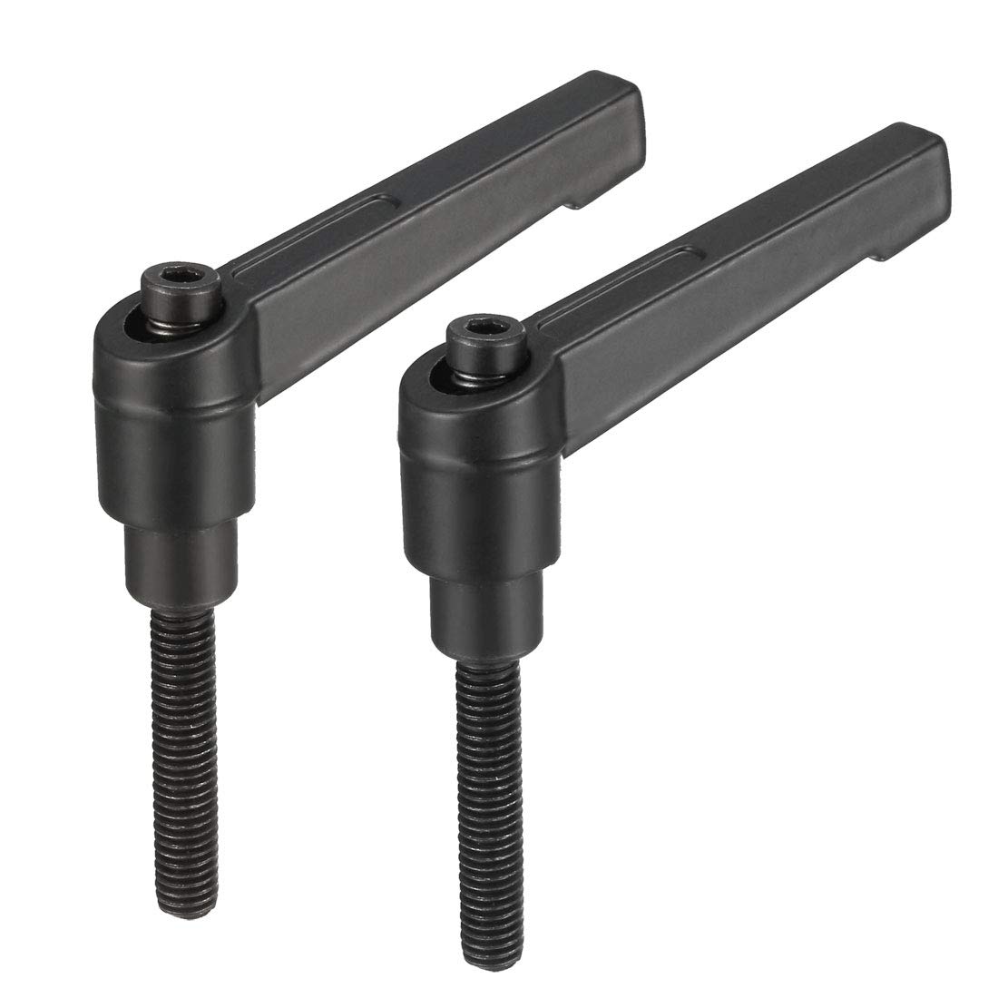 Unique Bargains M10 X 25mm Handle Adjustable Clamping Lever Thread Push Button Ratchet Male Threaded Stud Knobs Locking Rotating Screw Handles Quick Release Bolt Silver Tone 2pcs