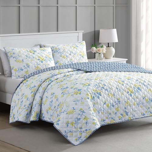 Martha Stewart - Brandclub - Martha Stewart Monaco Multi Color Queen Quilt  Set - 3 Piece, 100% Cotton, Reversible, Cool, Percale Weave, Soft \u0026 Printed  Lightweight Quilt, Summer Bedding, 1 Quilt, 2 Pillow Shams, image size:2560x2560