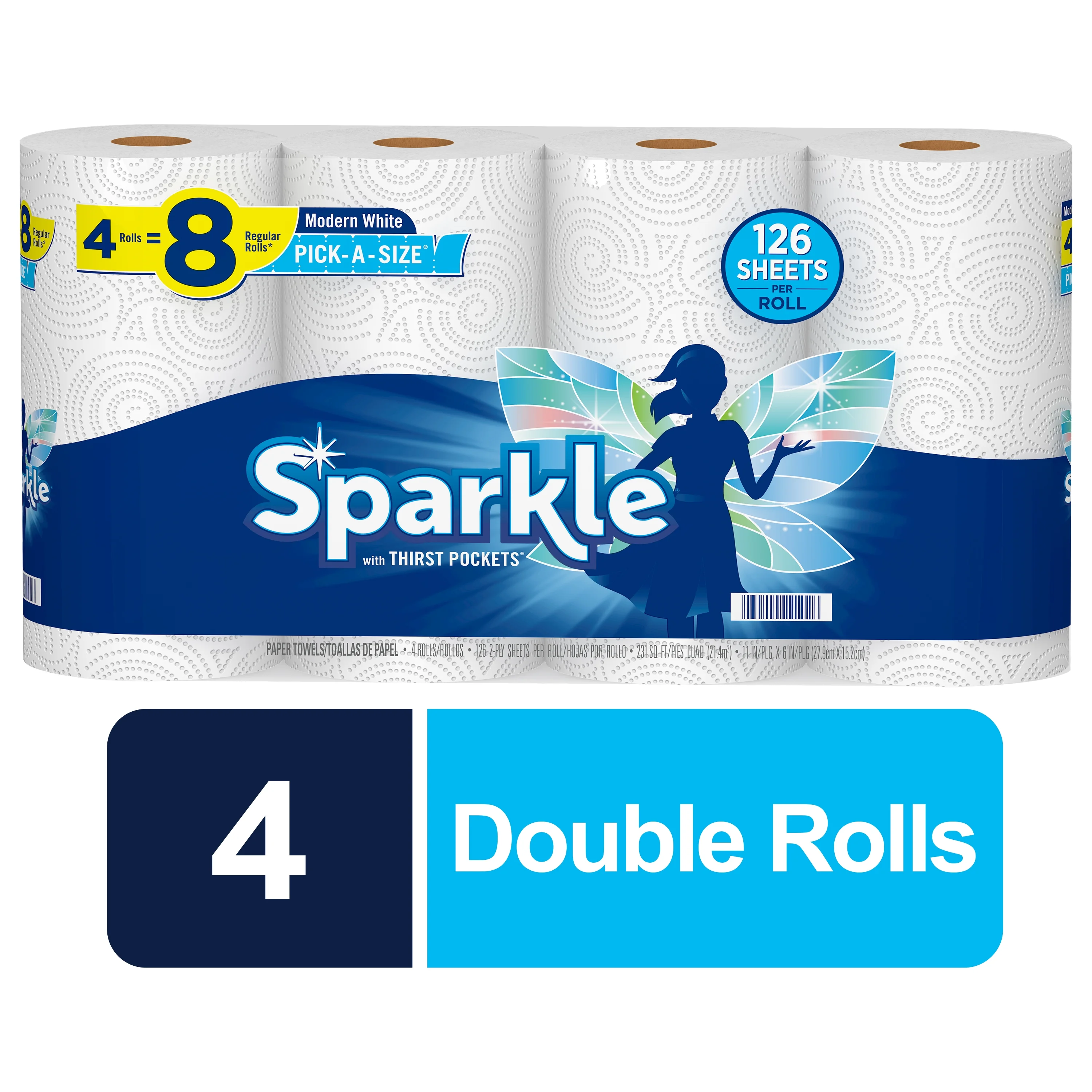 Sparkle Pick-A-Size Paper Towels – Spirited Prints – 6 Double Rolls = 12 Regular Rolls – 2-Ply – 660 Sheets – USA Made