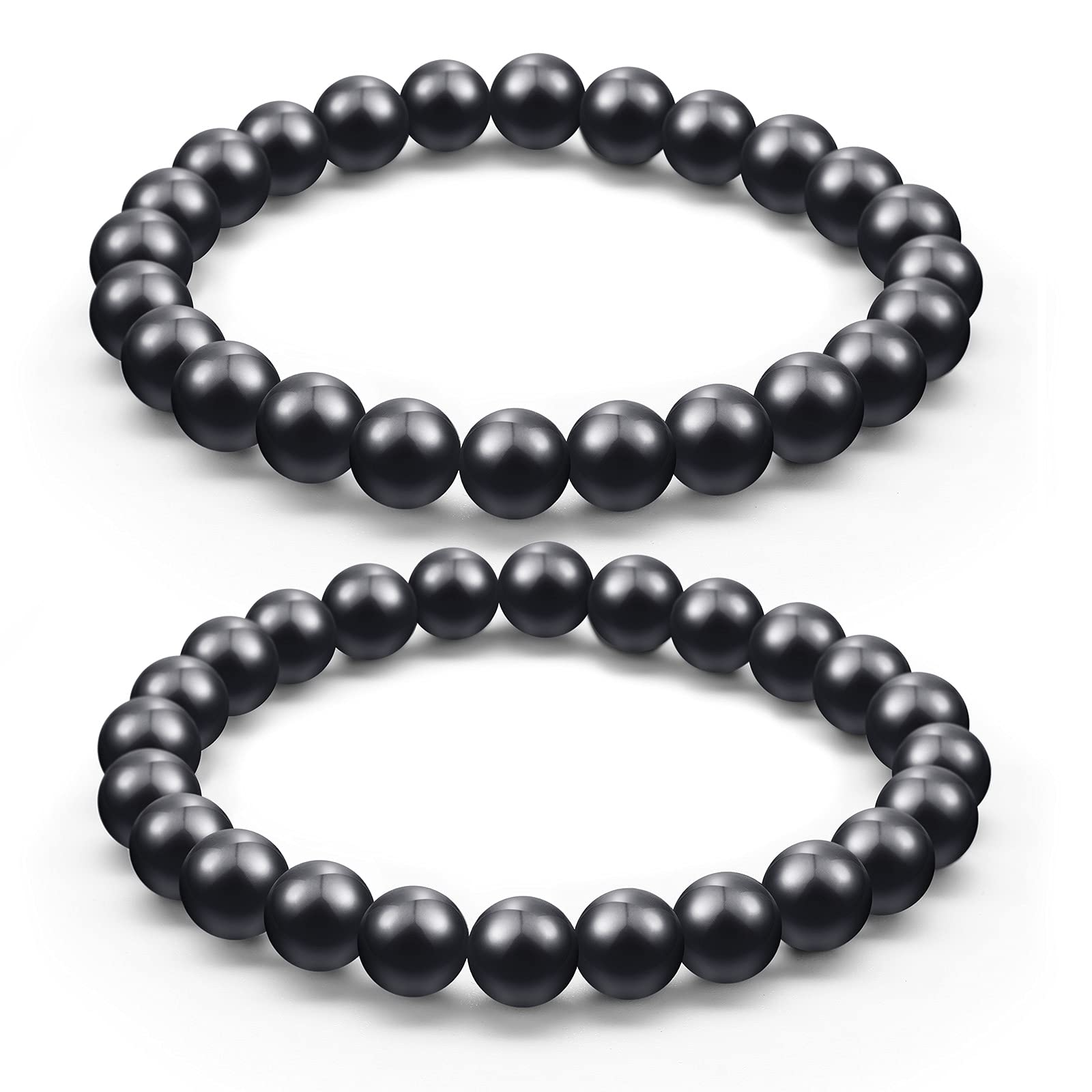 Poxtex 5-Piece Men's Natural Stone Bracelet Set - 8mm Tiger Eye, Lava Rock, Black Agate & More - View #11