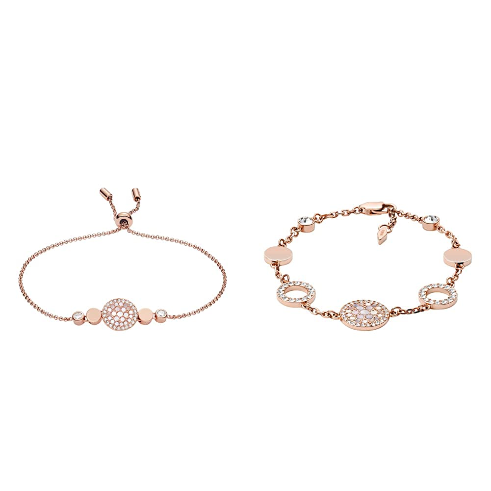 Fossil Women's Rose Gold Beaded Leather Bracelet, Color: Rose Gold (Model: JF04472791) Fossil | Jewelry | Fossil Rose Gold Beaded Long Womens Chain