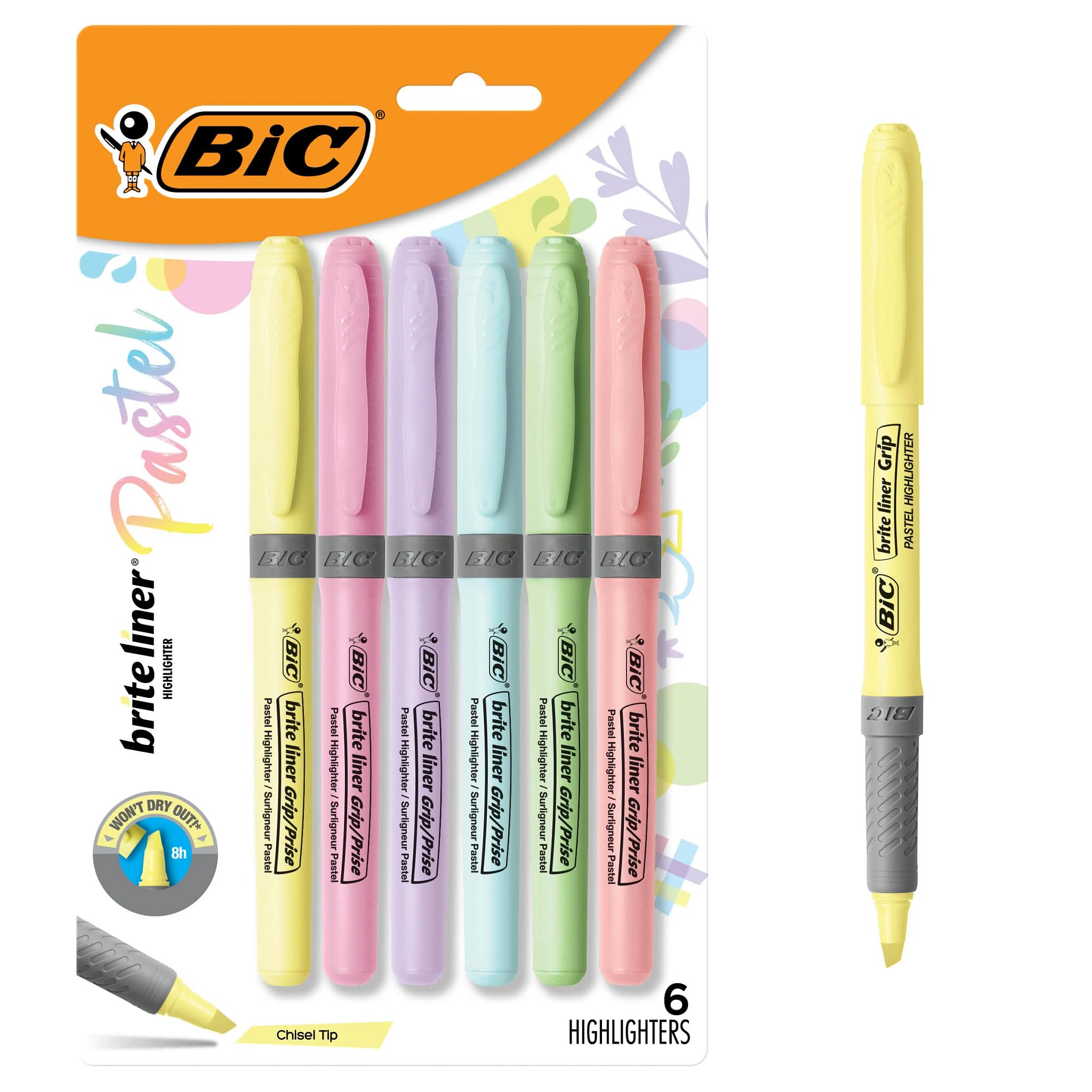 UPENOTE Cute Pastel Highlighters - Square Chisel Tip Markers, 3 Pack Aesthetic Study Supplies For Notes & Journaling - View #4