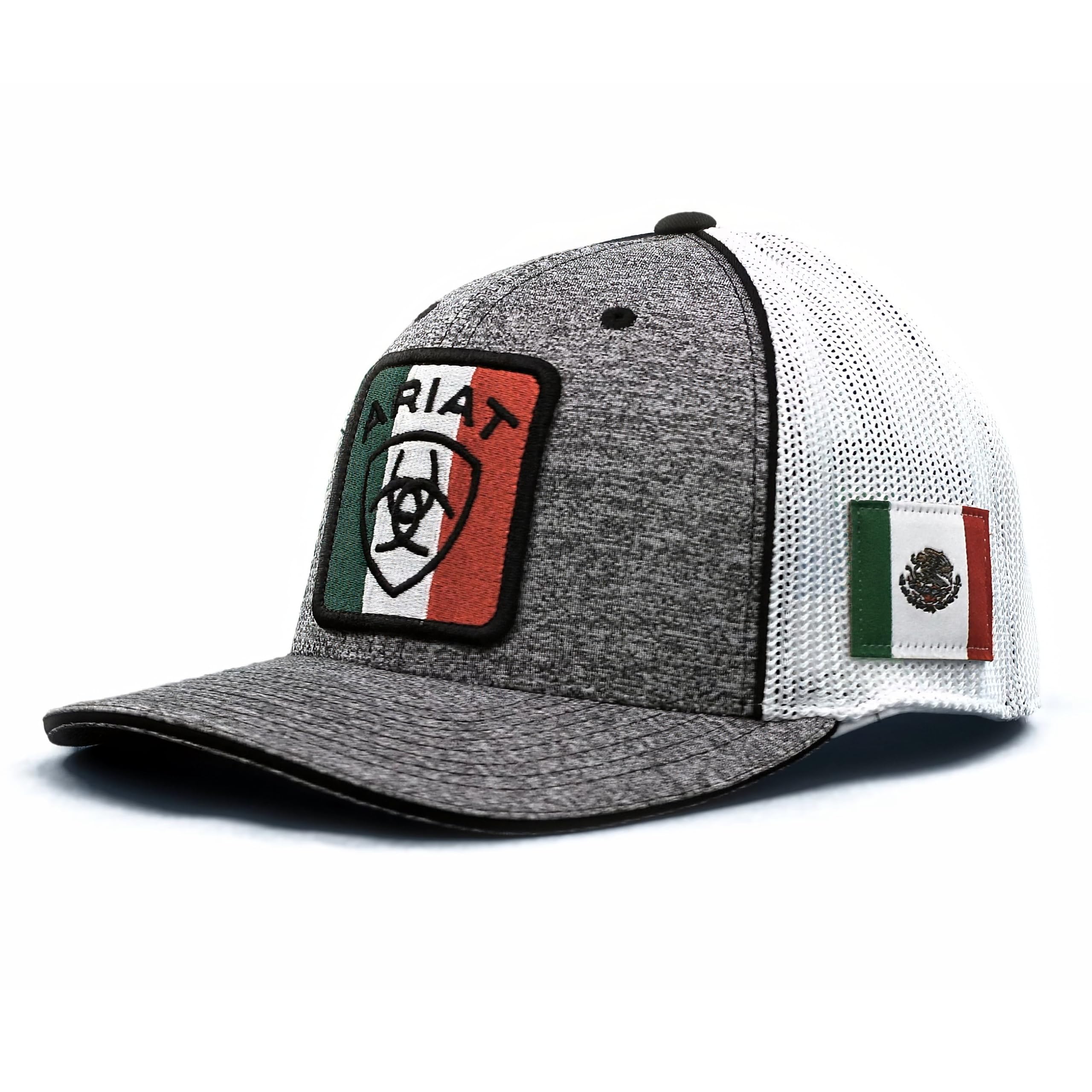 Ariat メンズ ブラック レッド グレー メッシュハット, ブラック, One Size Ａｒｉａｔ アリアット ロゴ入り 刺繍 シンプル メッシュキャップ