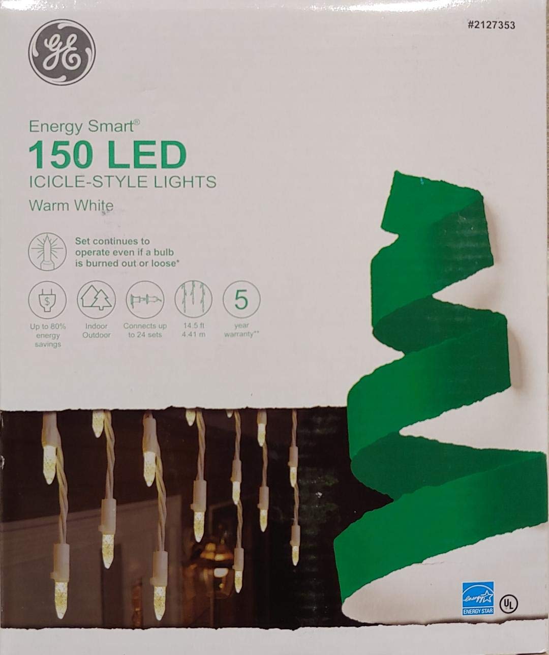GE - Brandclub - GE StayBright Indoor/Outdoor 100-Count Constant White Mini  LED Plug-In Christmas Icicle Lights, image size:1080x1288