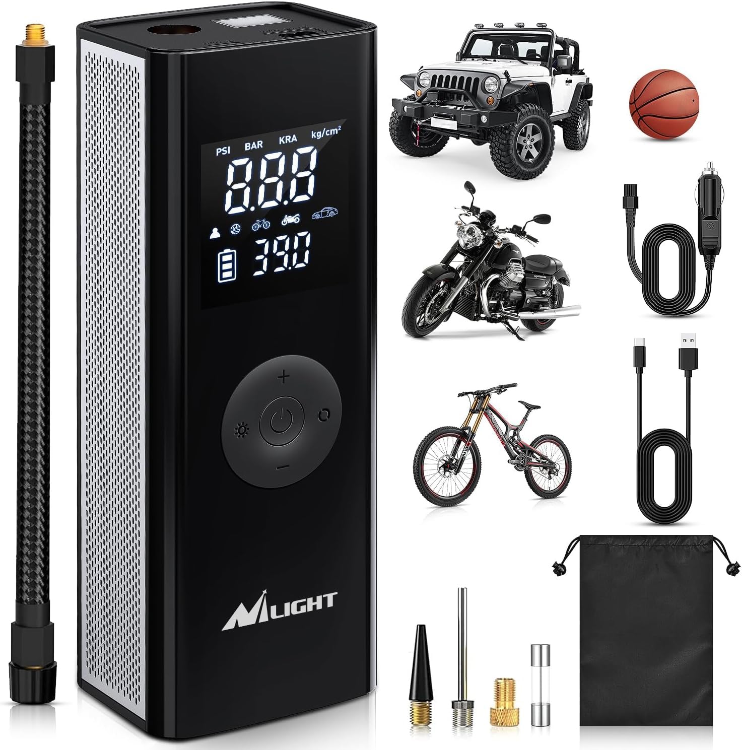 Lamicall Tire Inflator Portable Air Compressor - 7500mAh