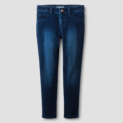 Jeans Fille Cat & Jack Taille 12 - Teinte Foncée, Rayure Rose Et Perles - Occasion Très Bon État