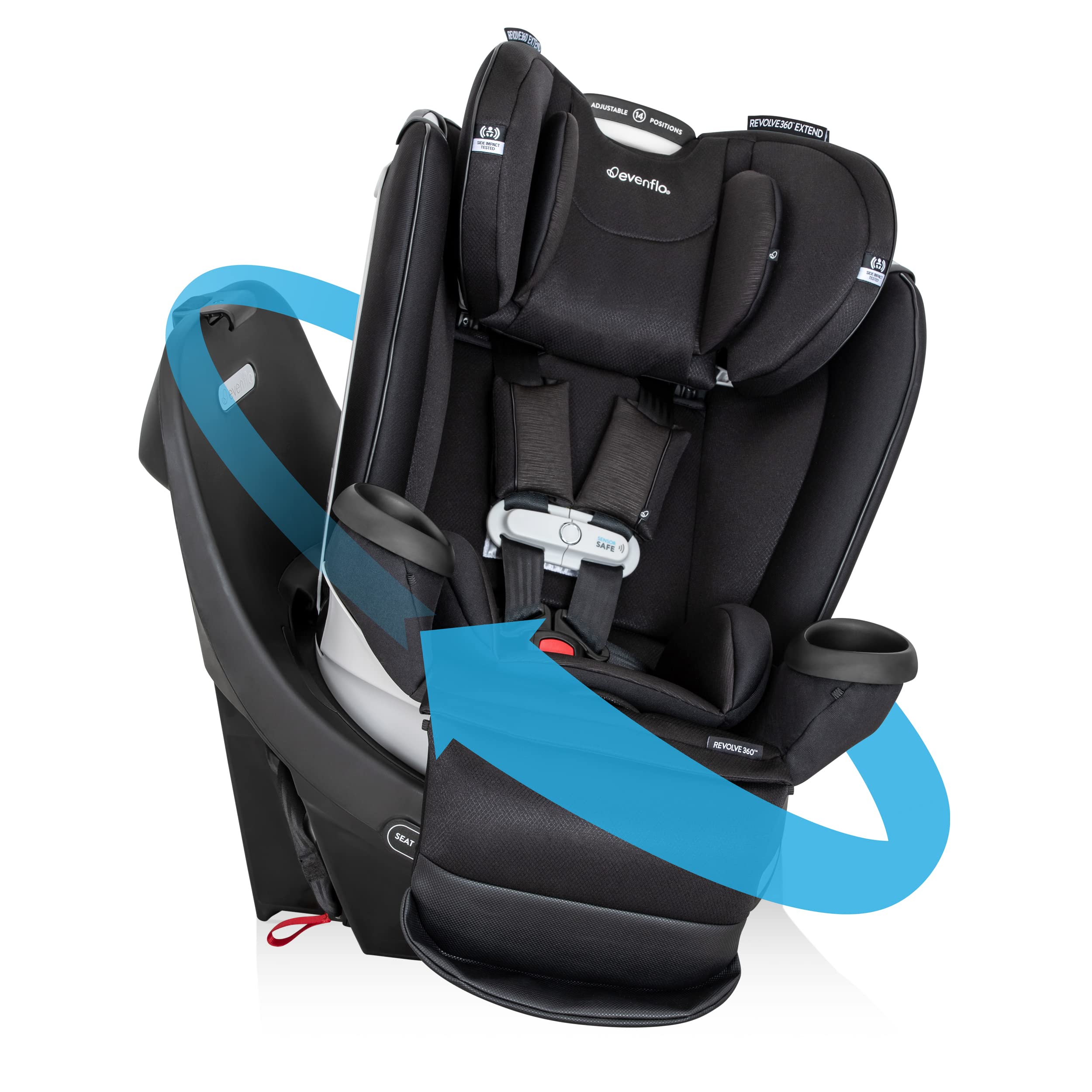 Evenflo Revolve360 Slim Rotating Car Seat – Space-Saving & Super Safe For Your Little One (Salem Black)