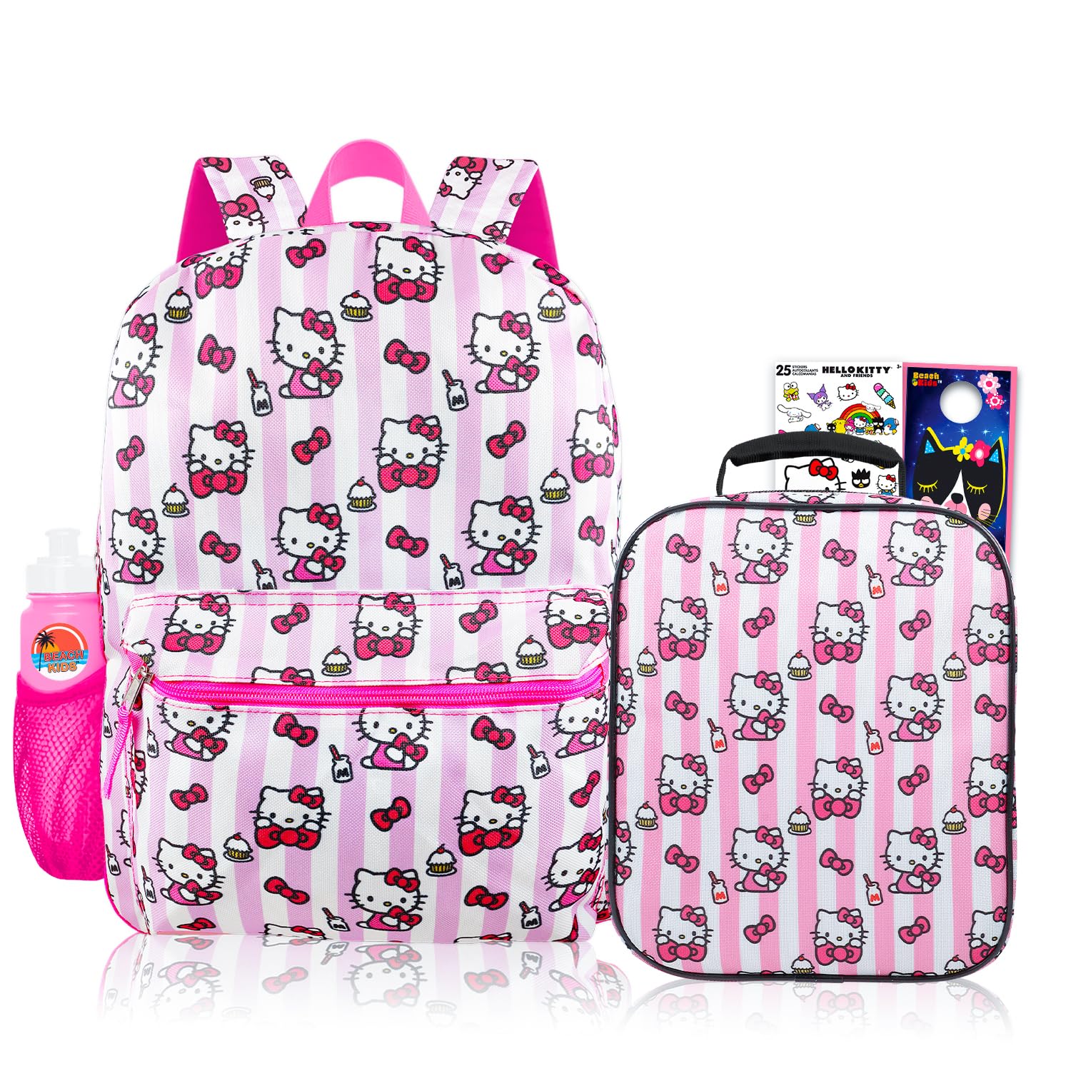 Hello Kitty Schulrucksack-Set Für Mädchen – 40,6 Cm Rucksack, Lunchbox, Wasserflasche, Tattoos & Mehr | Komplettset Mit Allem Zubehör