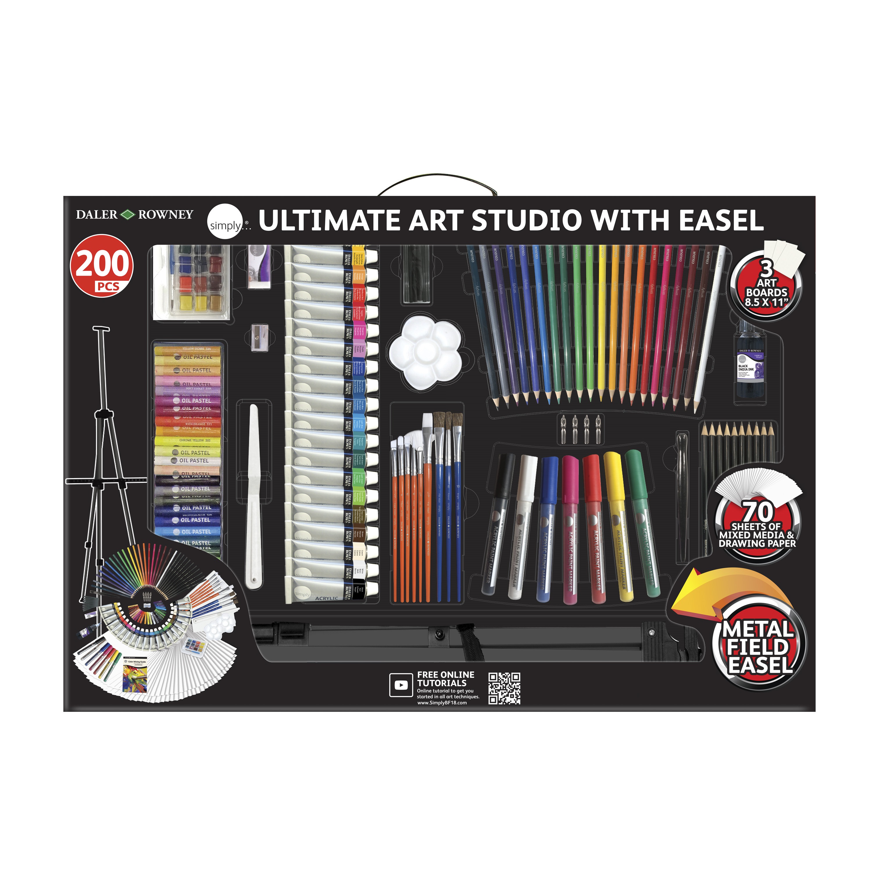 Daler Rowney VARUN Art Easel Studio 163 Piece Complete Artist Set