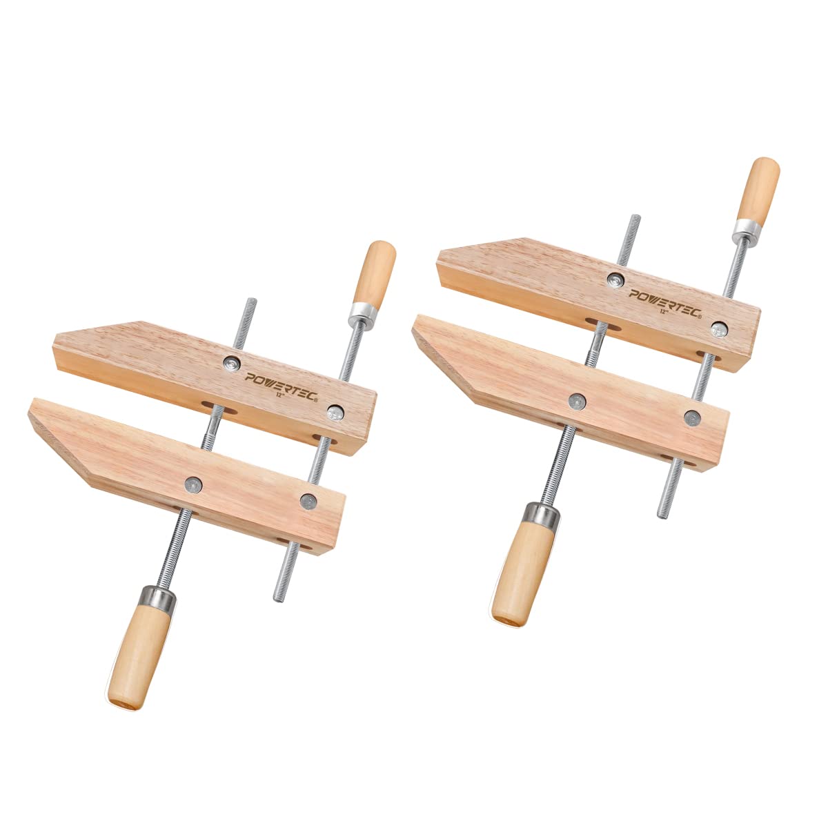 POWERTEC 2-Way Pocket Hole Clamp - 12 Inch Right Angle Woodworking Clamp 2-Piece Set