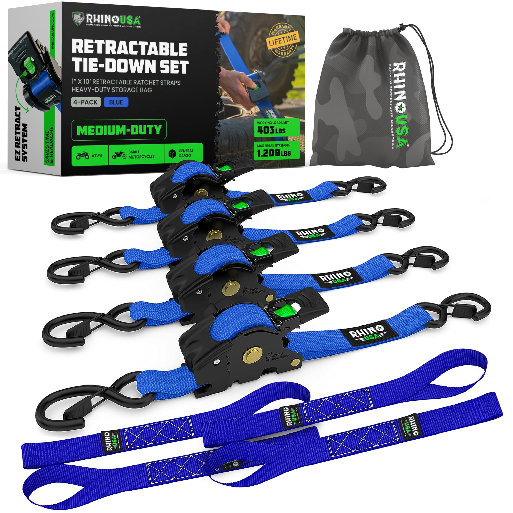 Rhino USA - Brandclub - Rhino USA Retractable Ratchet Straps (4