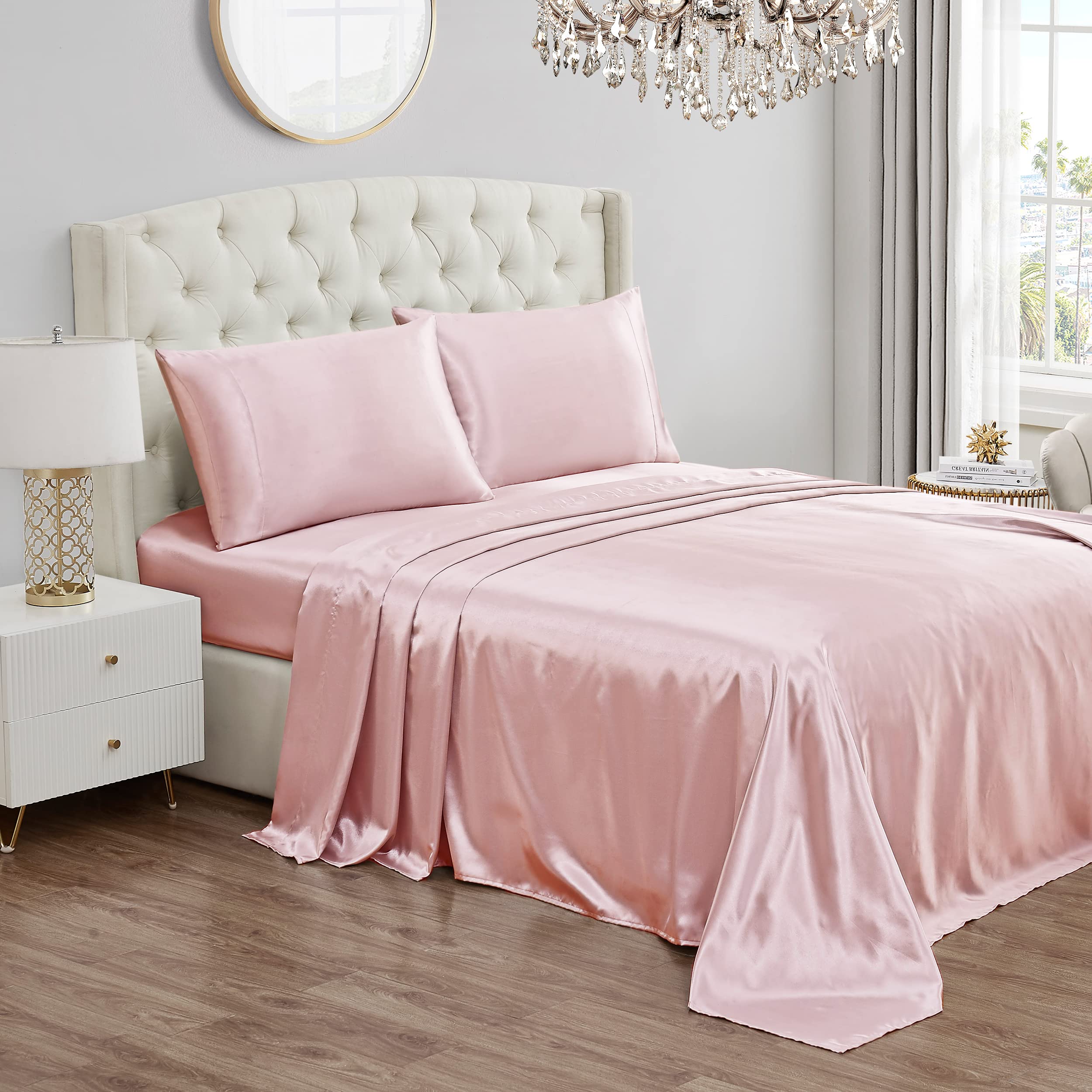 Dushow Satin Bed Sheets Double Size Sheets Set Satin Silky | South Africa
