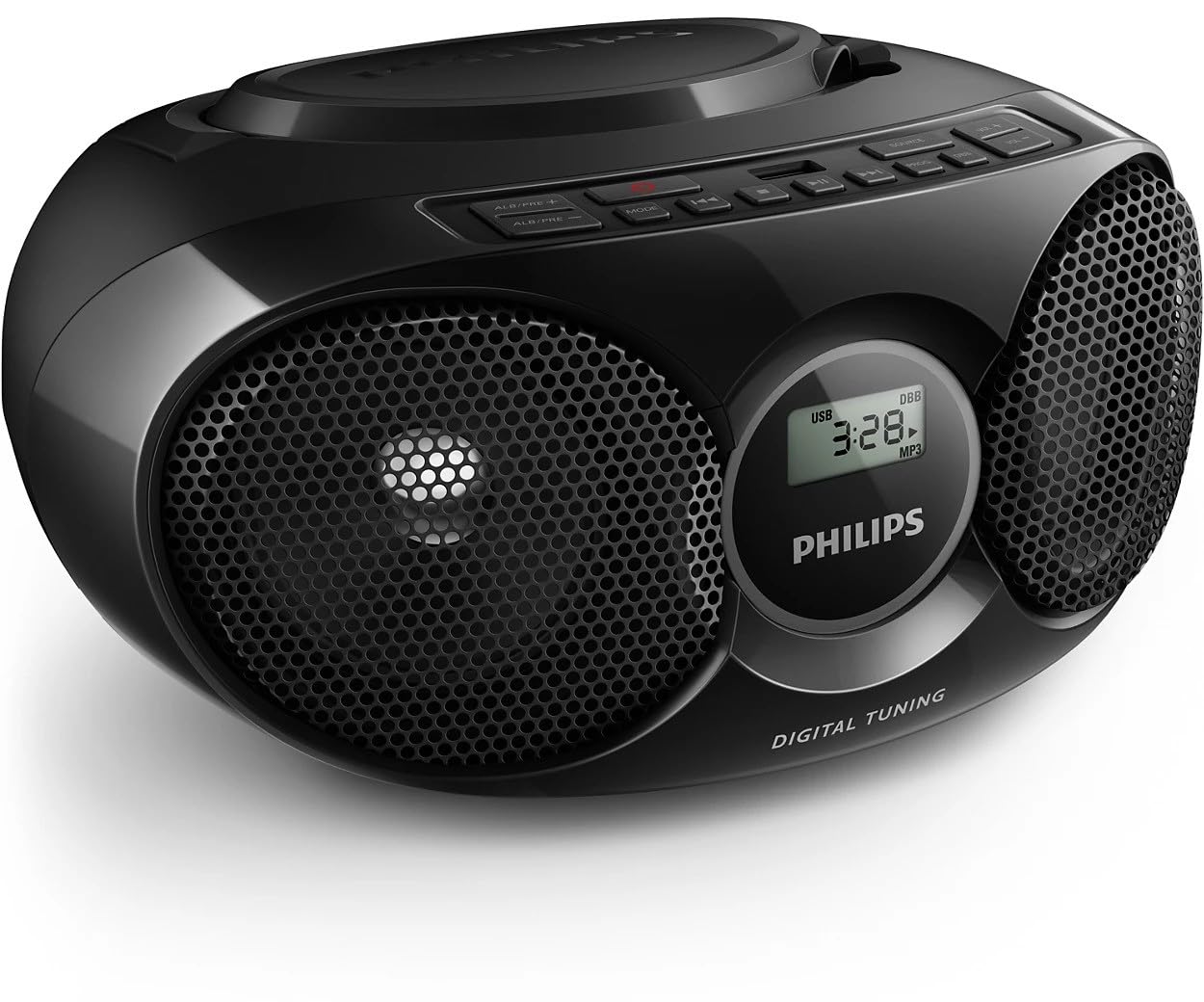 Philips - Brandclub - Philips Portable Boombox CD Player Bluetooth FM Radio MP3 Mega Bass Reflex Stereo Sound System with NFC, 12W, USB Input, Headphone Jack, and LCD Display Philips - Brandclub - Philips Portable Boombox CD Player Bluetooth FM Radio MP3 Mega Bass Reflex Stereo Sound System with NFC, 12W, USB Input, Headphone Jack, and LCD Display