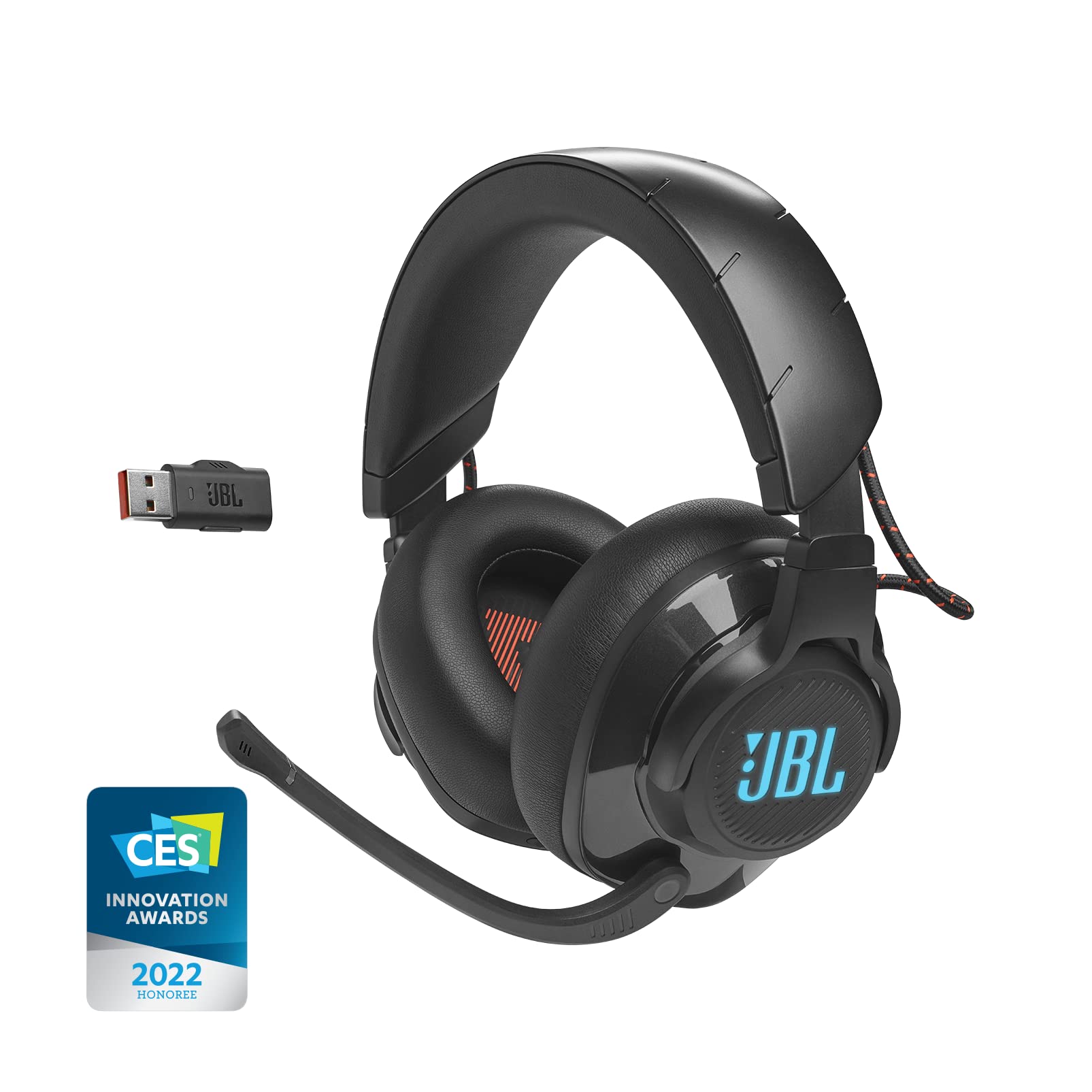 JBL Quantum 360P Wireless Over Ear Performance Gaming Headphone Bundle with gSport Case (White)