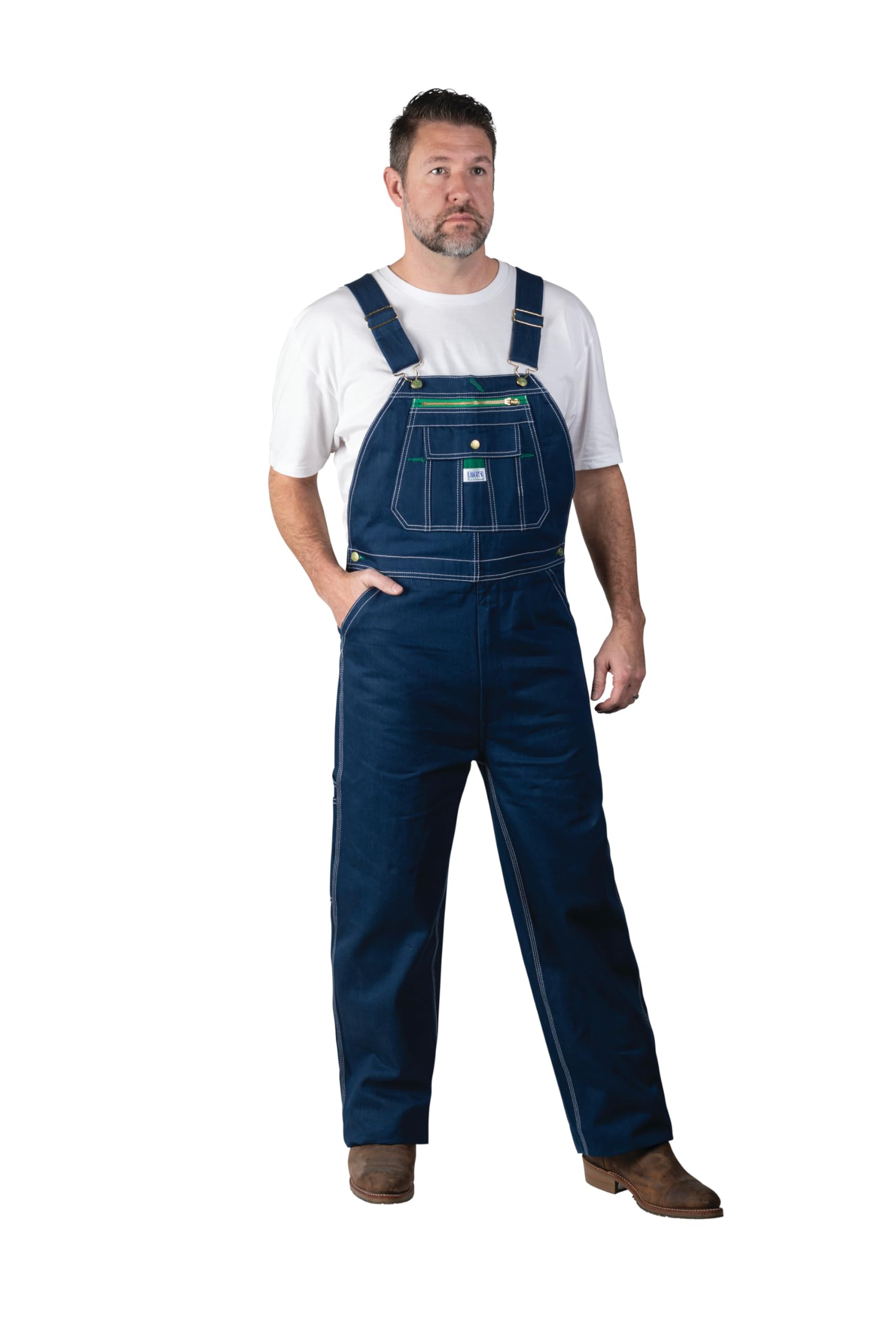 Green Mens Overalls Big Smith Mens Rigid Denim Bib Overalls