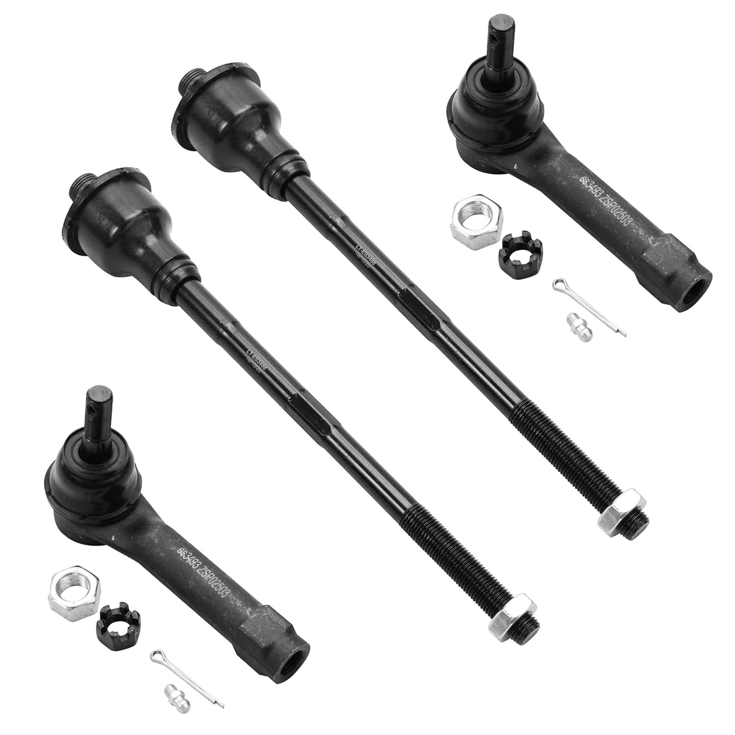 Detroit Axle 4-Piece Front Tie Rod Kit For Ford F-250/F-350/F-450/F-550 Super Duty 4x4 (2005-2022)