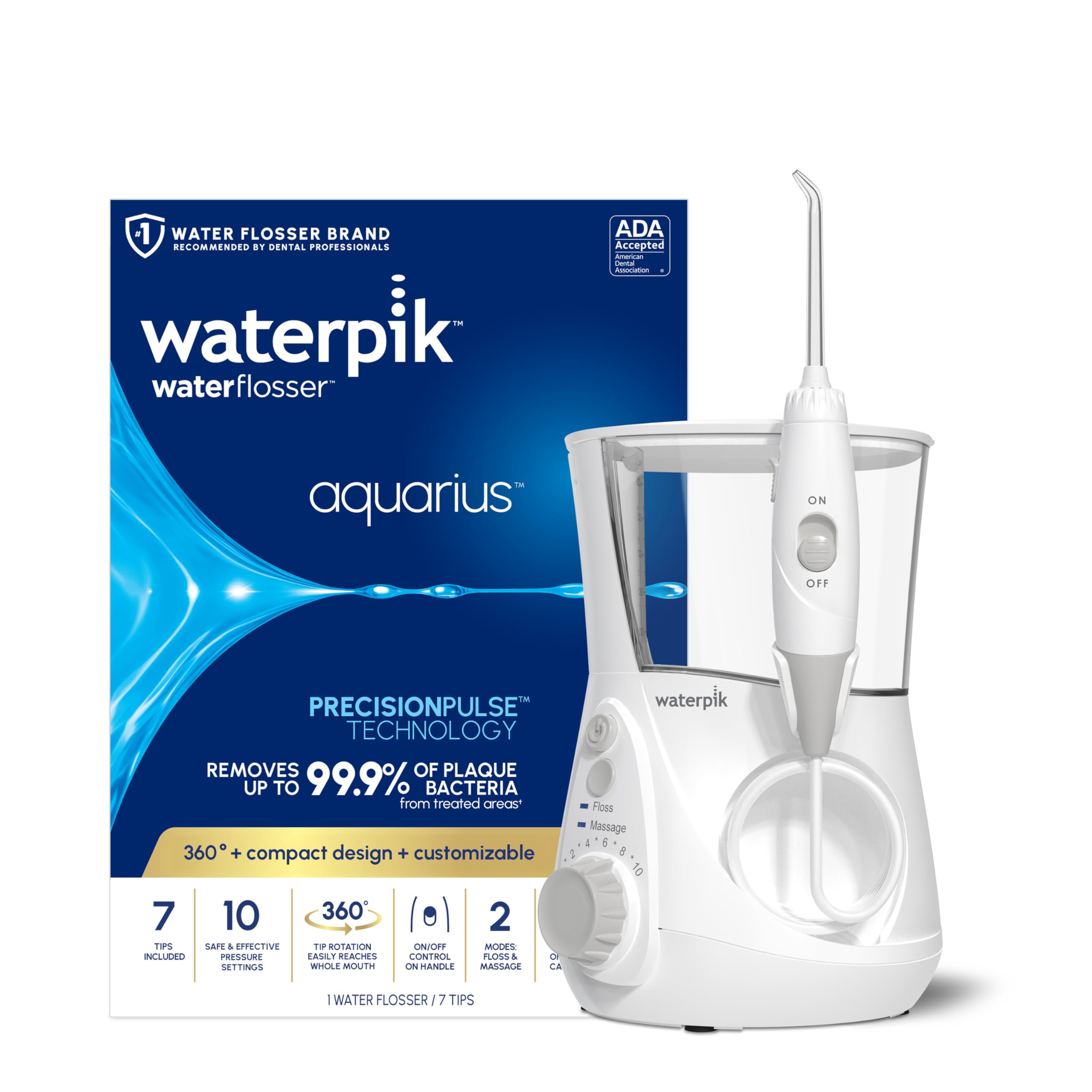 Waterpik Ultra Plus Water Flosser With 5 Tips And Advanced Pressure Control System With 10 Settings, Dental Plaque Removal Tool, White (WP-150UK) | Singapore - View #11