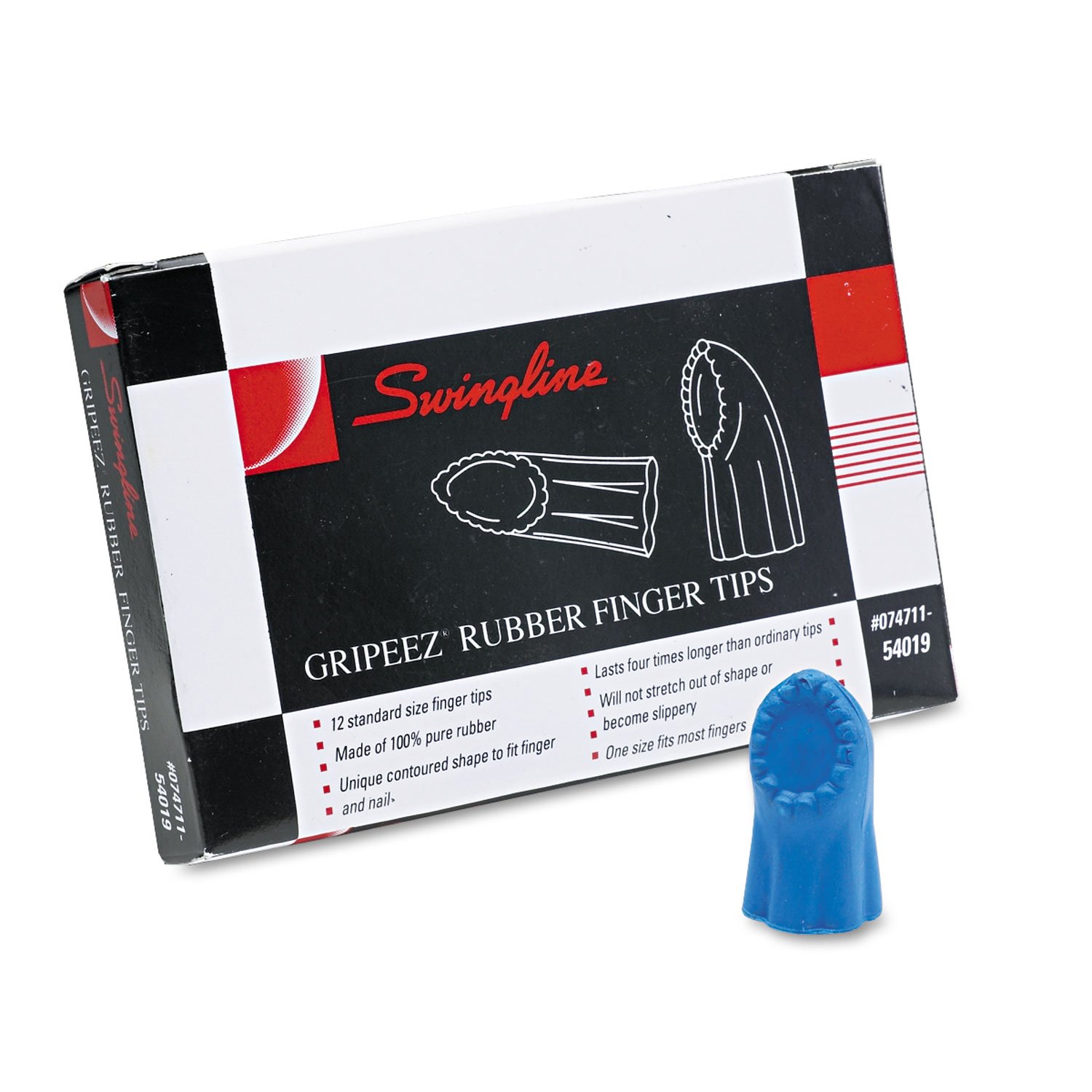 Swingline Ediu/Large Rubber Finger Tips, Size 12, 12-Pack, (S7054032C