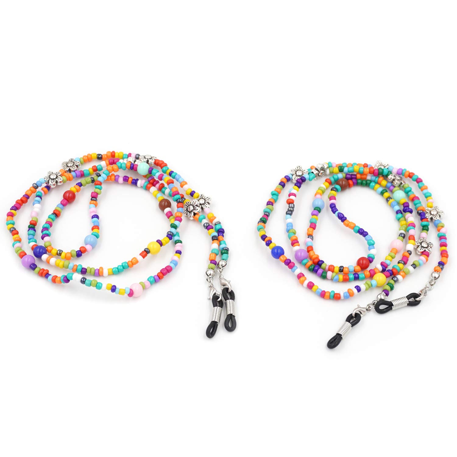 2PCS Pearl Eyeglass Chains For Women - Beaded Glasses Holder Necklace For Sunglasses & Reading Glasses With Gold Finish