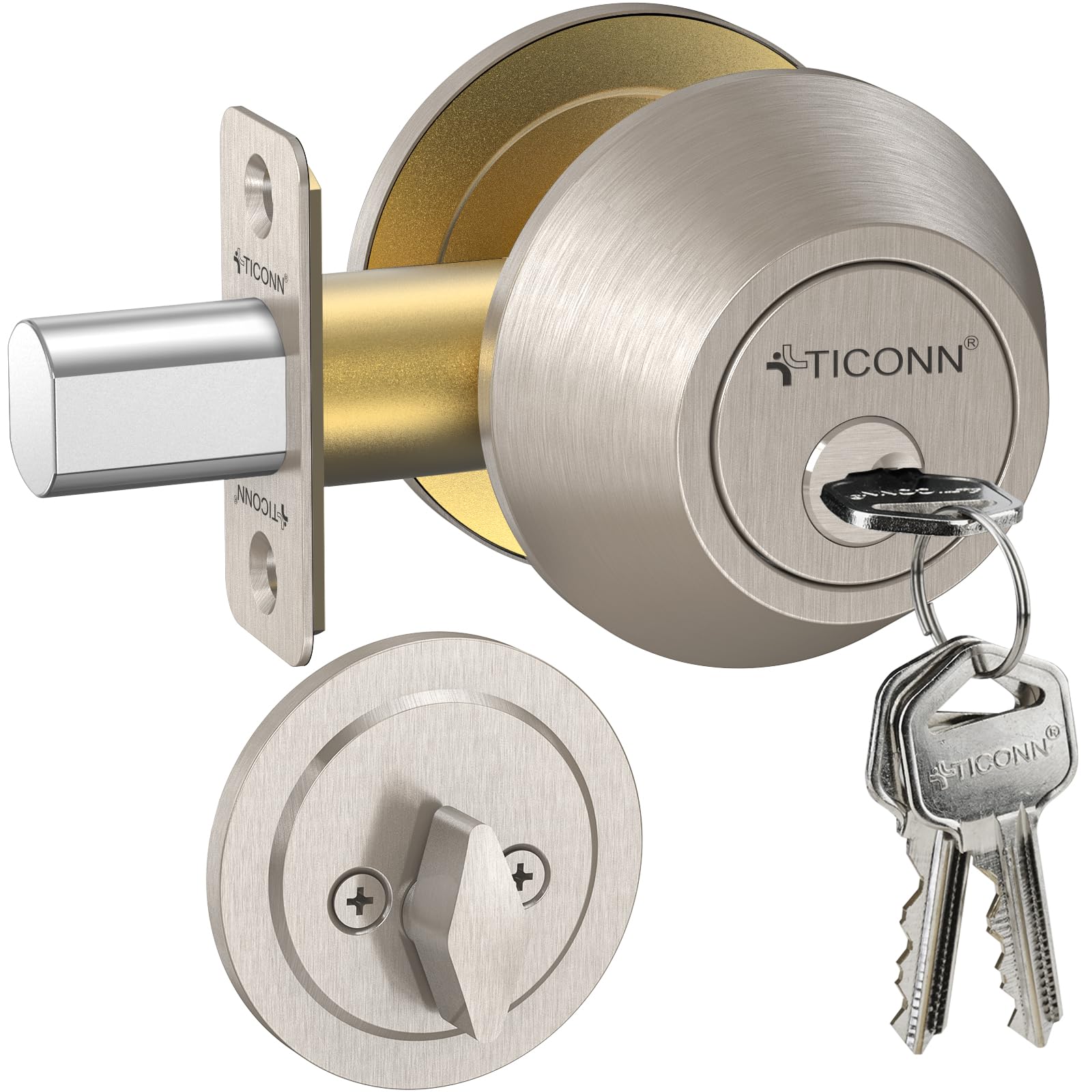 TICONN - - TICONN Silver Door Handles, Traditional Wave Style Silver Reversible Door Lever For Interior Doors And Closet (Deadbolt Only, 1-Pack