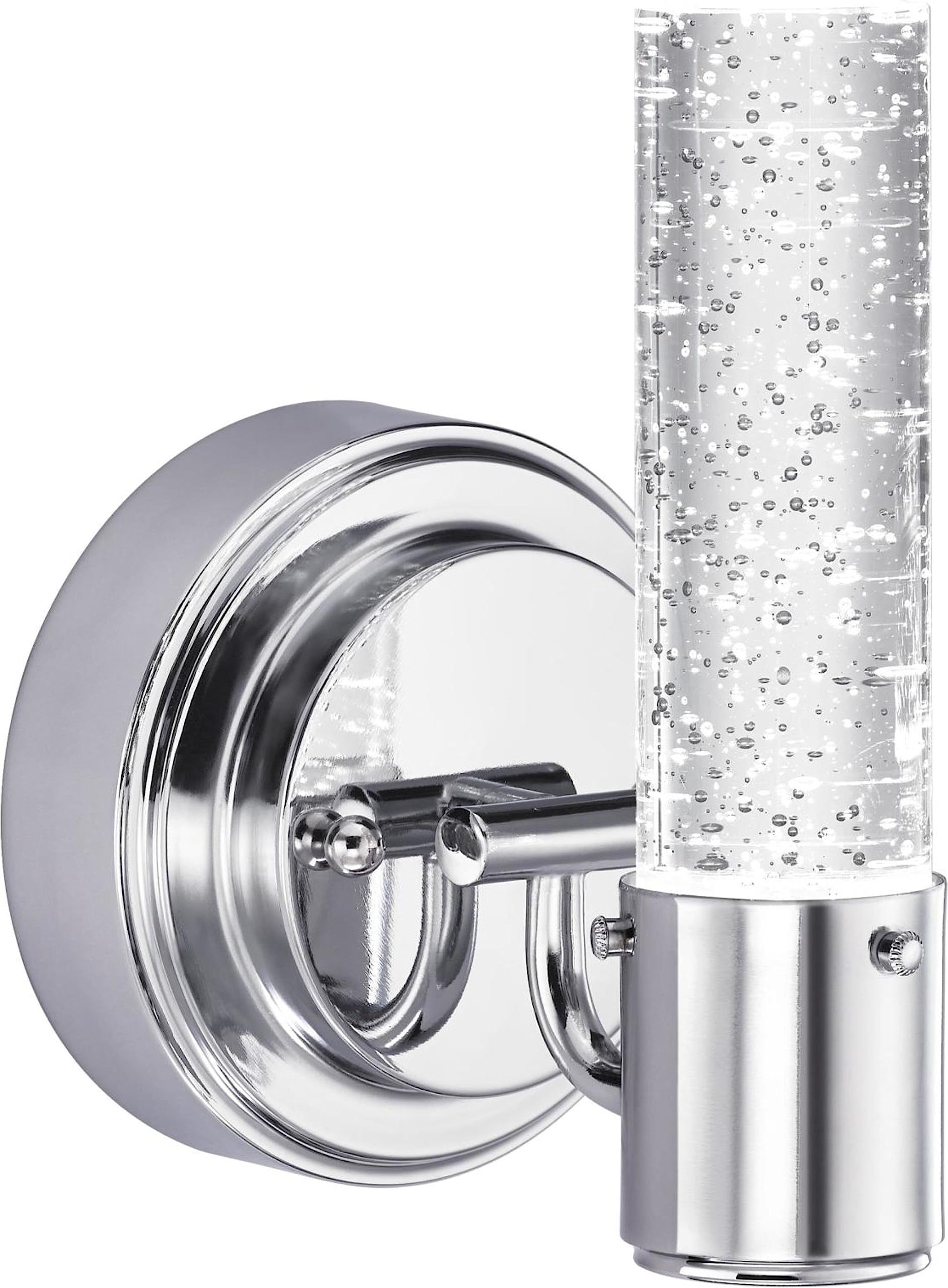 Westinghouse 66402 1-Light Indoor Wall Fixture – With Convenience Outlet & Pull Chain, Chrome, White Shade