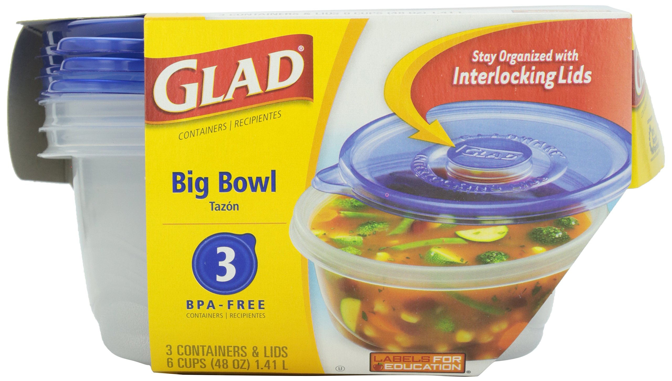 GladWare Design Series Food Storage Containers, 4-Pack - Airtight, Microwave & Dishwasher Safe