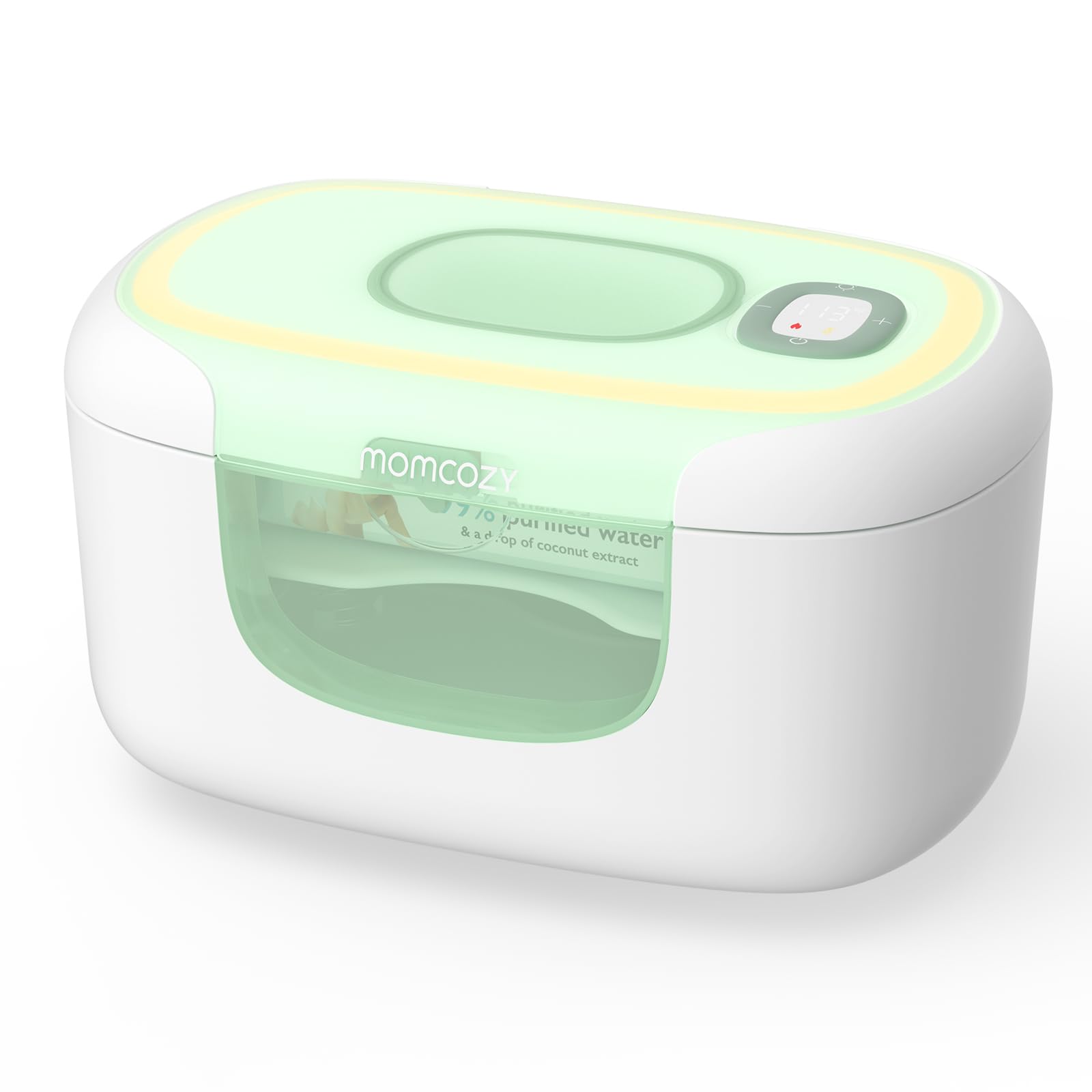 Baby Wipe Warmer With Night Light,Innovative Spring Design,Baby Wet Wipes Dispenser For Large Wipes,Wipes Warmer For Newborn Baby, Temperature Display,3 Modes Of Temperature Heating Control