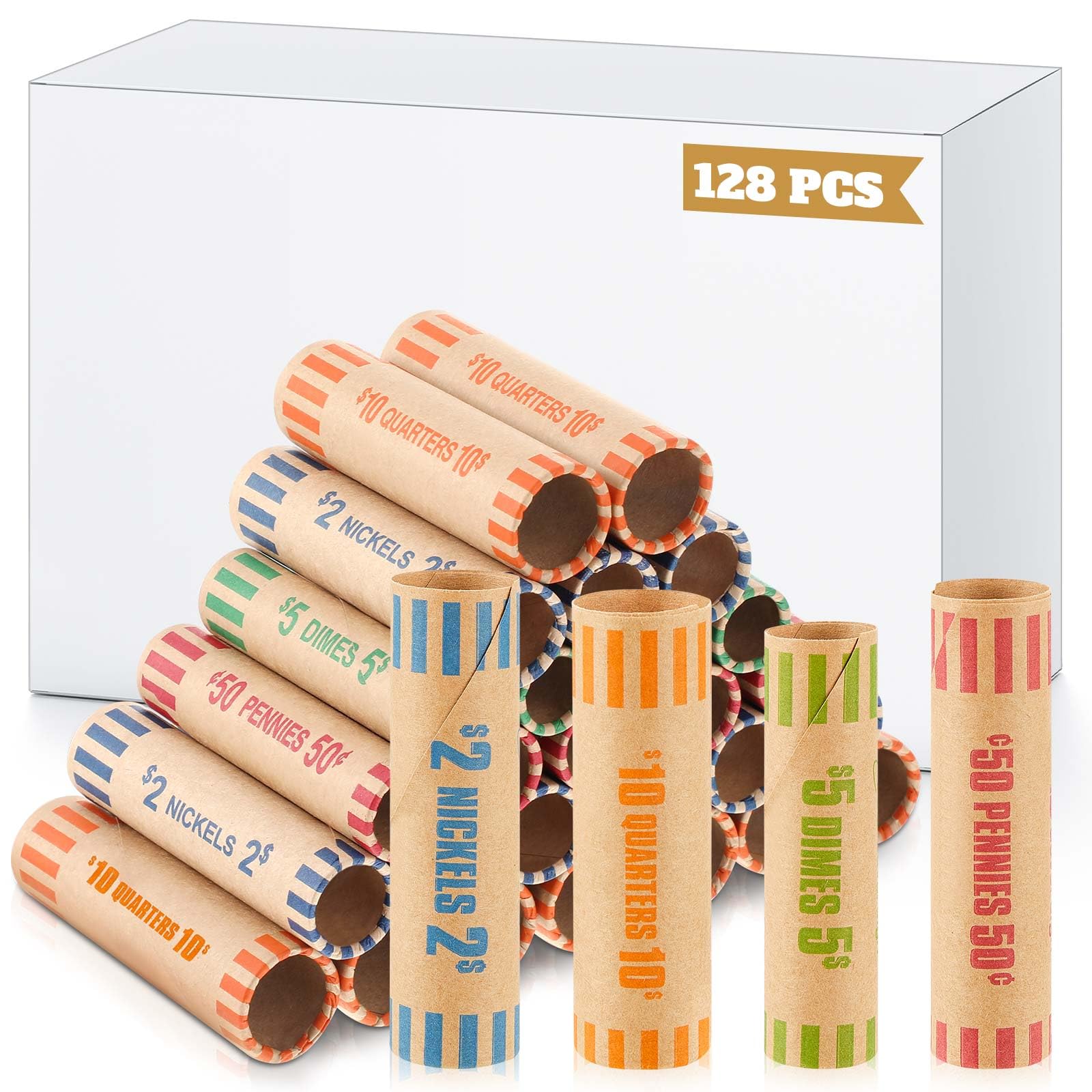 L Liked 512 Assorted Preformed Coin Wrappers, Quarters, Pennies, Nickels And Dimes (512 Assorted - View #8