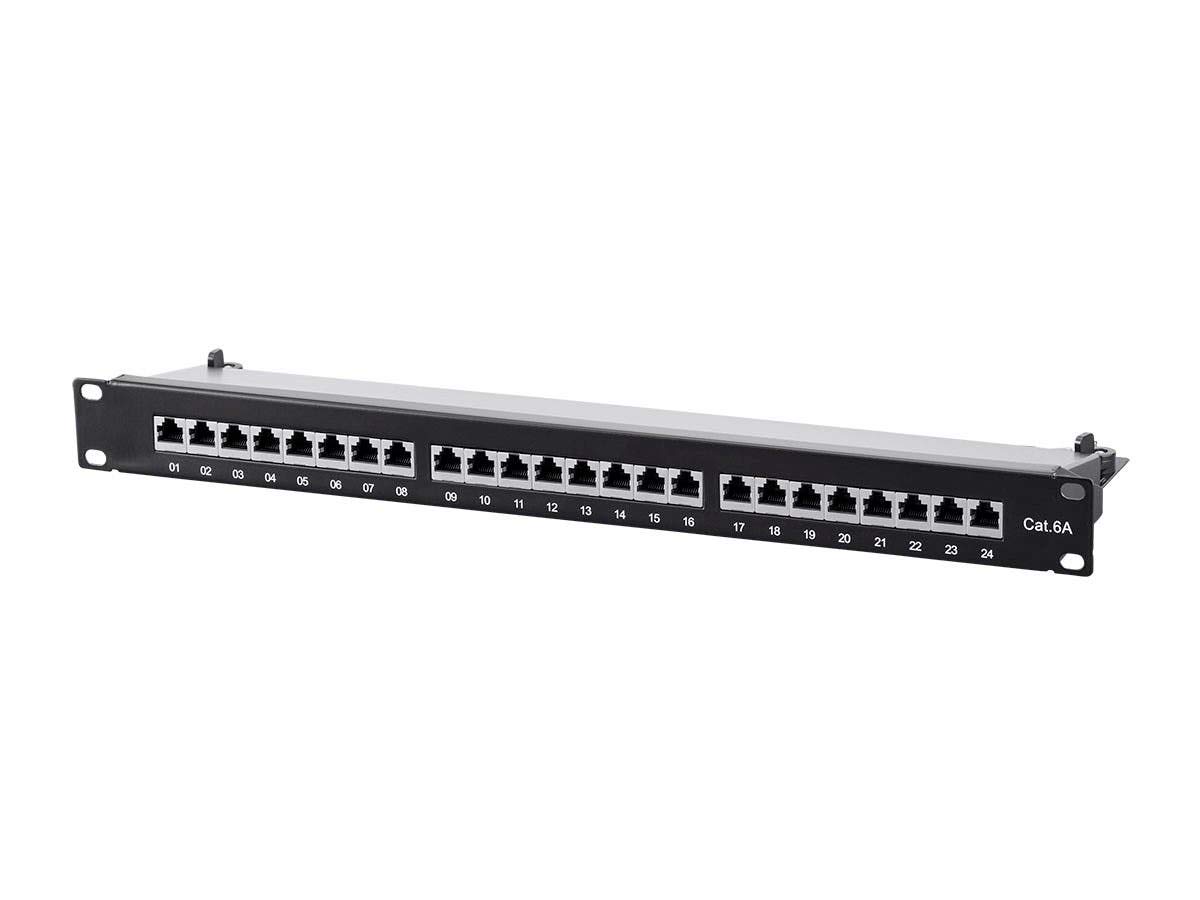 Monoprice 24-Port Keystone Patch Panel - 1U Rack Mount Network Panel With Wire Management Bar