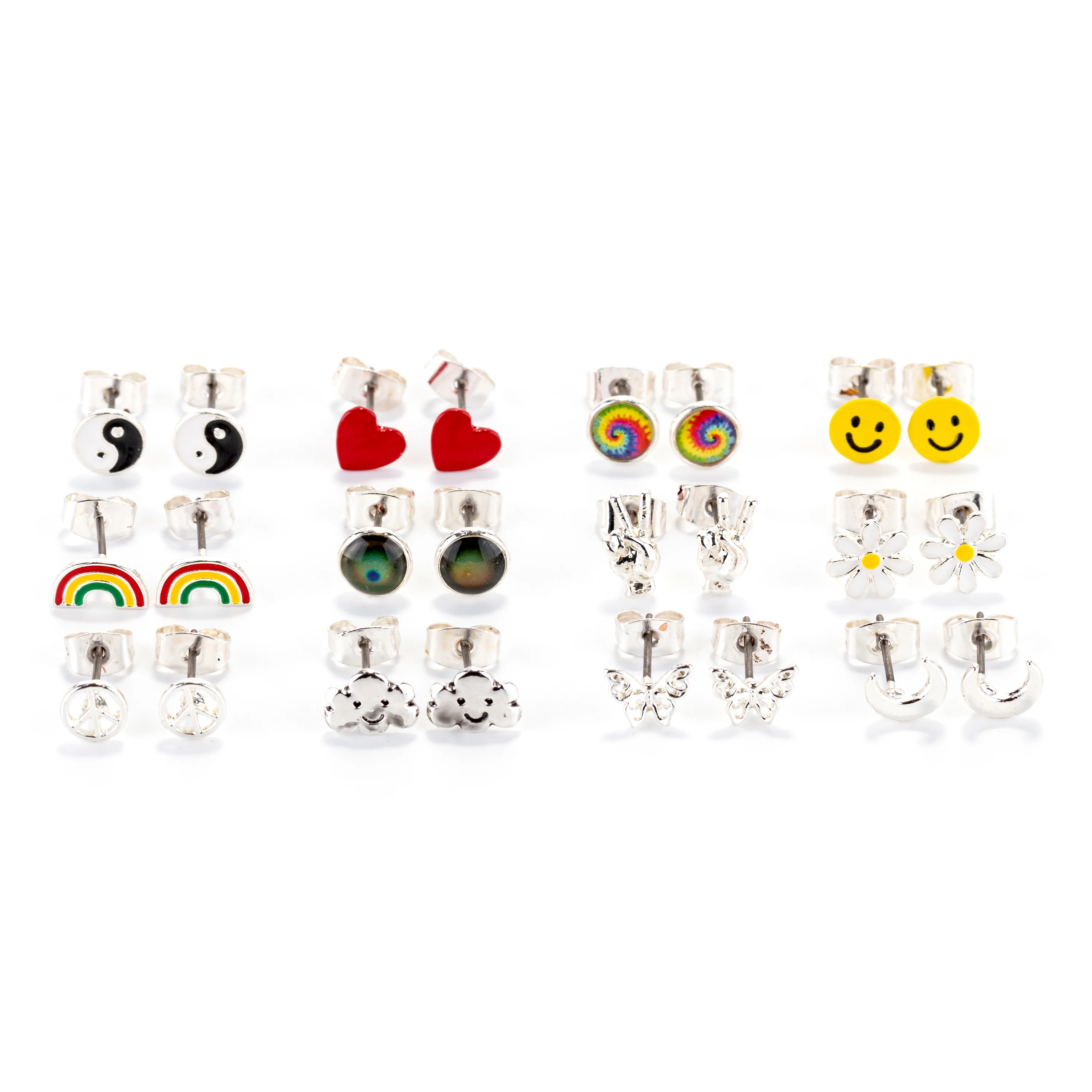 全新 Claire set tops AM1335 Claire's Girls Gold and Black Space Motif Stud Earrings Set