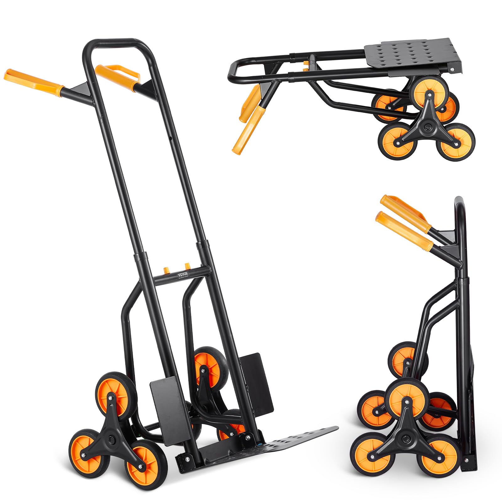 Grocery Cart On Wheels Goplus Stair Climbing Cart, Portable Folding Aluminium Hand Truck Trolley Cart W Bungee Cord 6 Wheels 180 Lbs Capacity Telescoping Handle All Terrain Stair Climber Dolly For Luggage