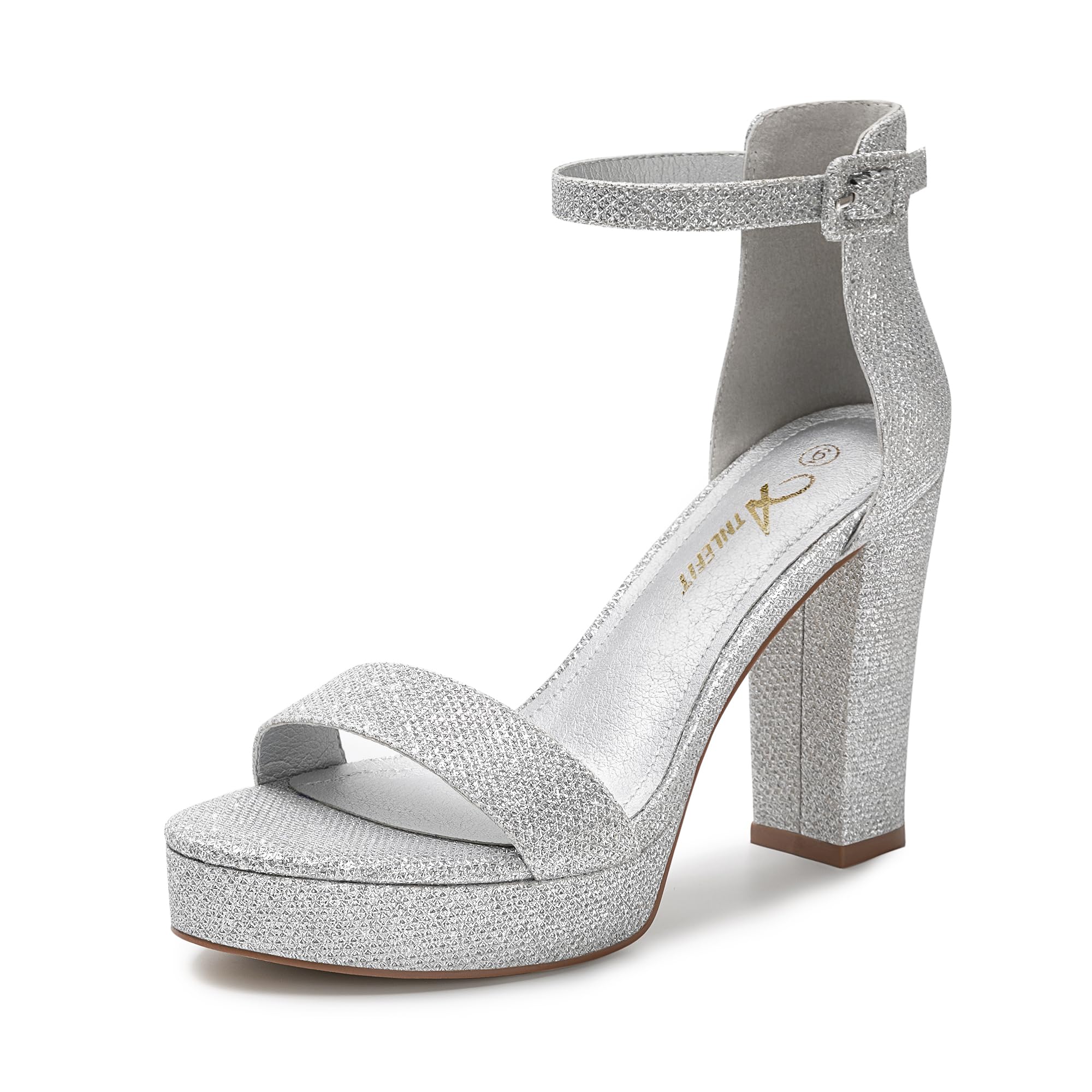 Athlefit - Brandclub - Athlefit Women's Platform Heels 4 Inches Open Toe  Ankle Strap Chunky High heels Dress Pump Sandals Silver Glitter Size 11, image size:2000x2000