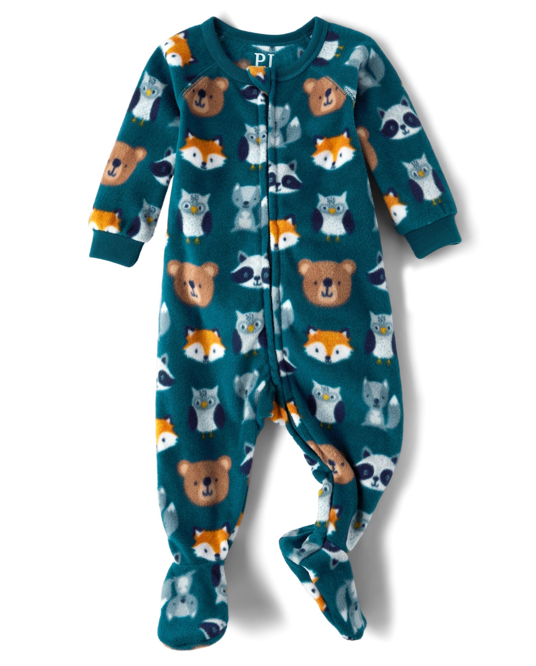 The Children's Place Baby Boys' Dino Heads Long Sleeve Top And Pants Snug  Fit 100% Cotton Piece Pajama Set, Dino Heads, 3-6 Months