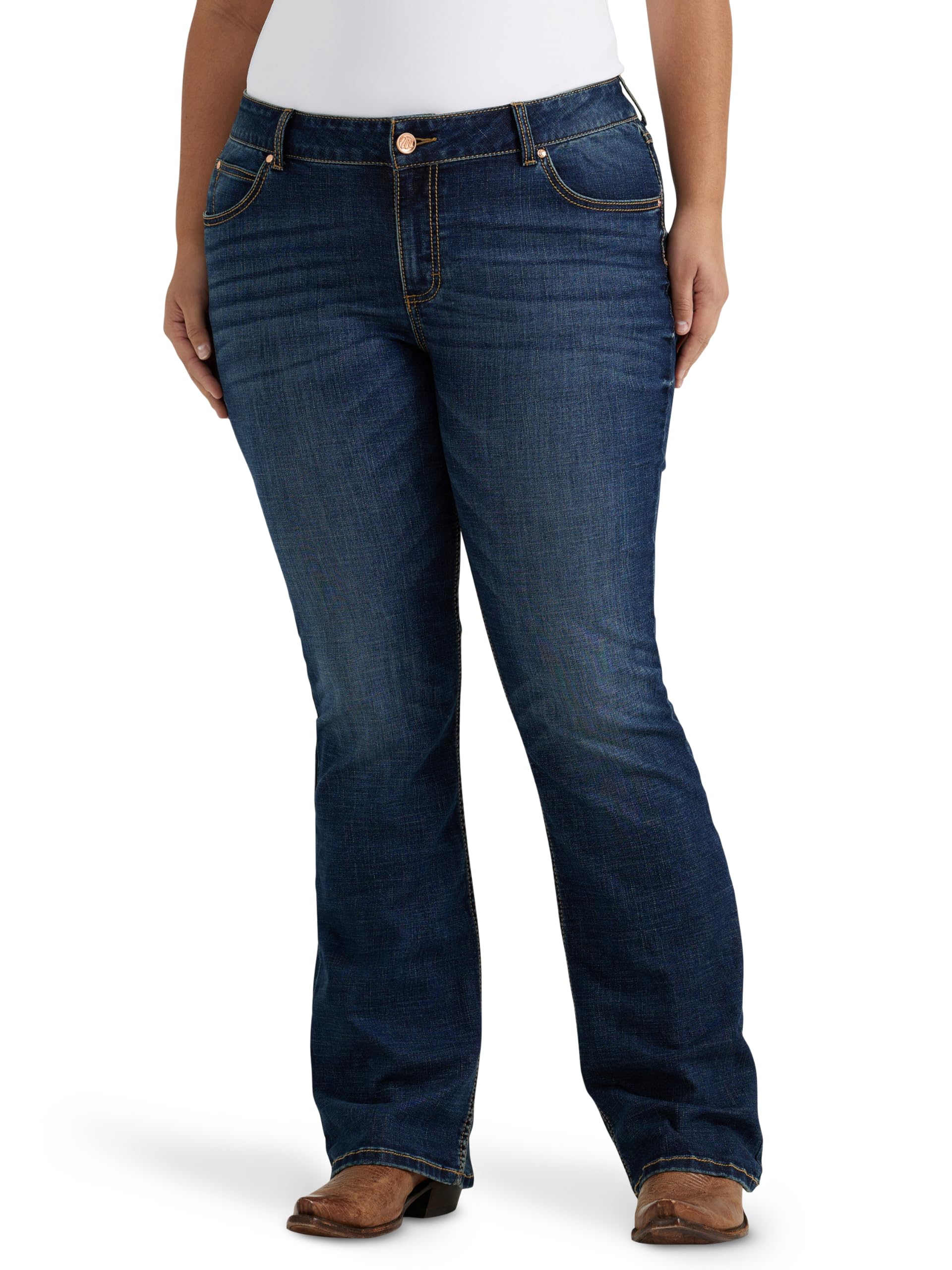 Wrangler Women's Mid Rise Stretch Straight Leg Western Jean - Brianna Wash (Regular Inseam) - View #8