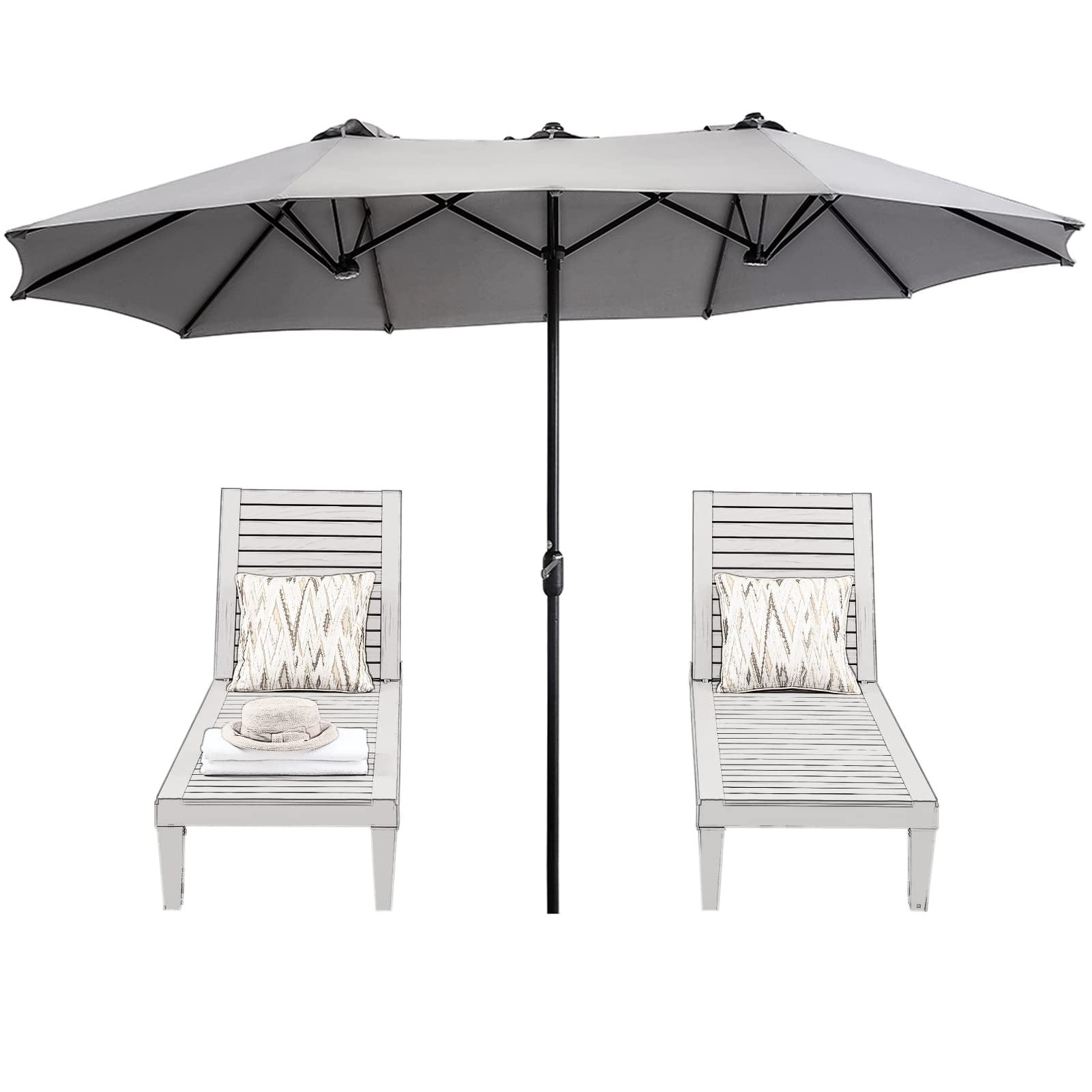 Superjare - Brandclub - SUPERJARE 14 Ft Outdoor Patio Umbrella with 1.89  Inches Pole Caliber, Extra Large Double-Sided Design with Crank, Polyester  Fabric - Navy Blue