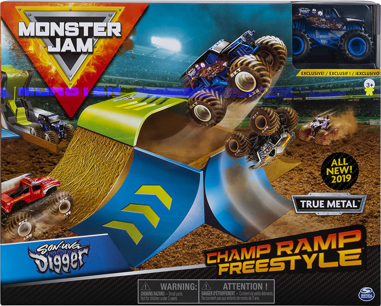 ミニカー MONSTER JAM CHAMP RAMP FREESTYLE Monster Jam, Official Champ Ramp Freestyle Playset Featuring