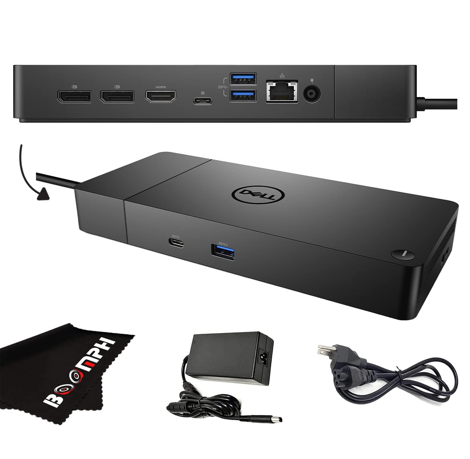 Dell - Brandclub - Dell WD19S 180W Docking Station (130W Power Delivery)  USB-C, HDMI, Dual DisplayPort, Black