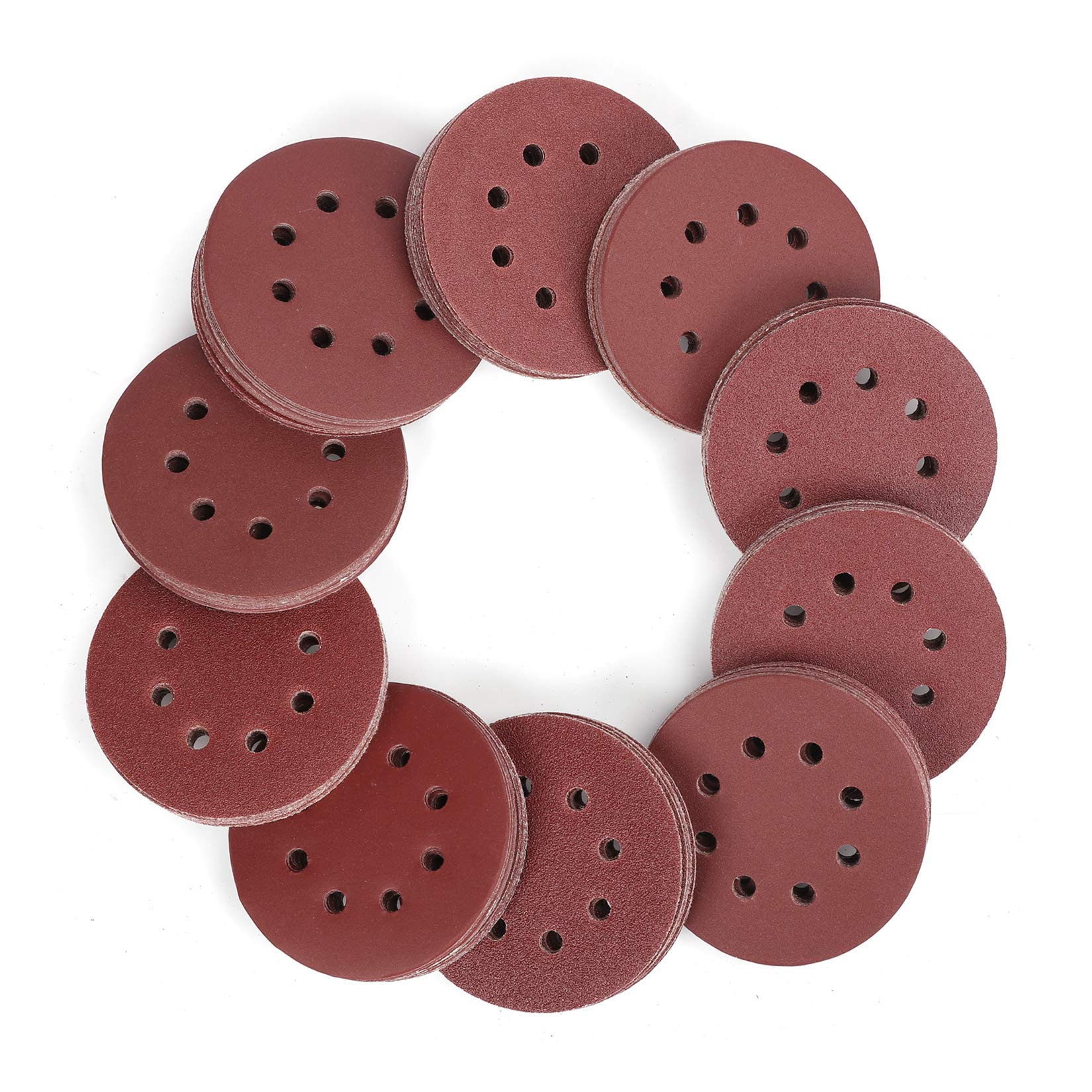 MultiToolPro 5-Inch Sanding Discs – 8 Hole, Hook & Loop, 60/180/240 Grit (Fits Dewalt Random Orbit)