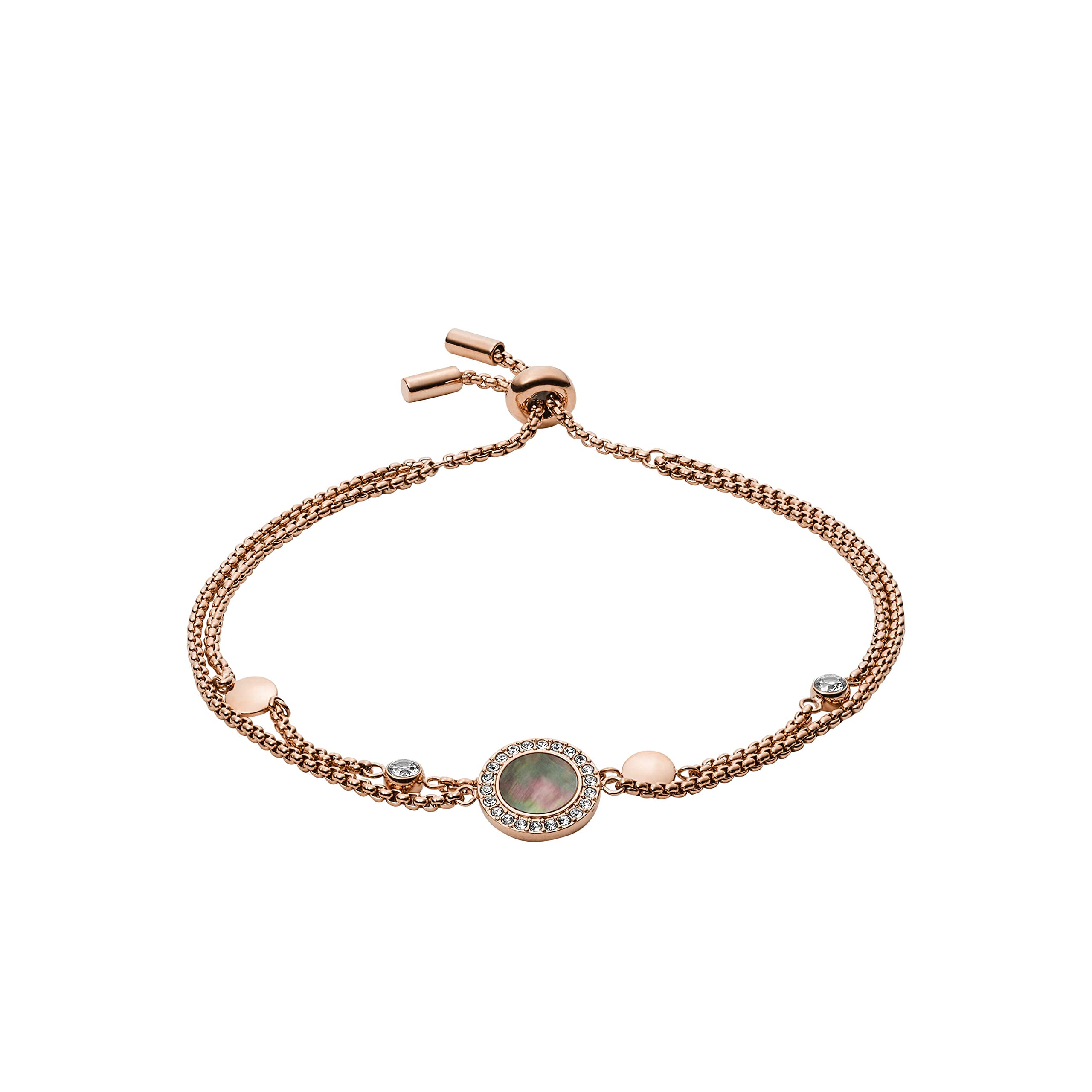 Fossil Women's Rose Gold Beaded Leather Bracelet, Color: Rose Gold (Model: JF04472791) Fossil | Jewelry | Fossil Rose Gold Beaded Long Womens Chain
