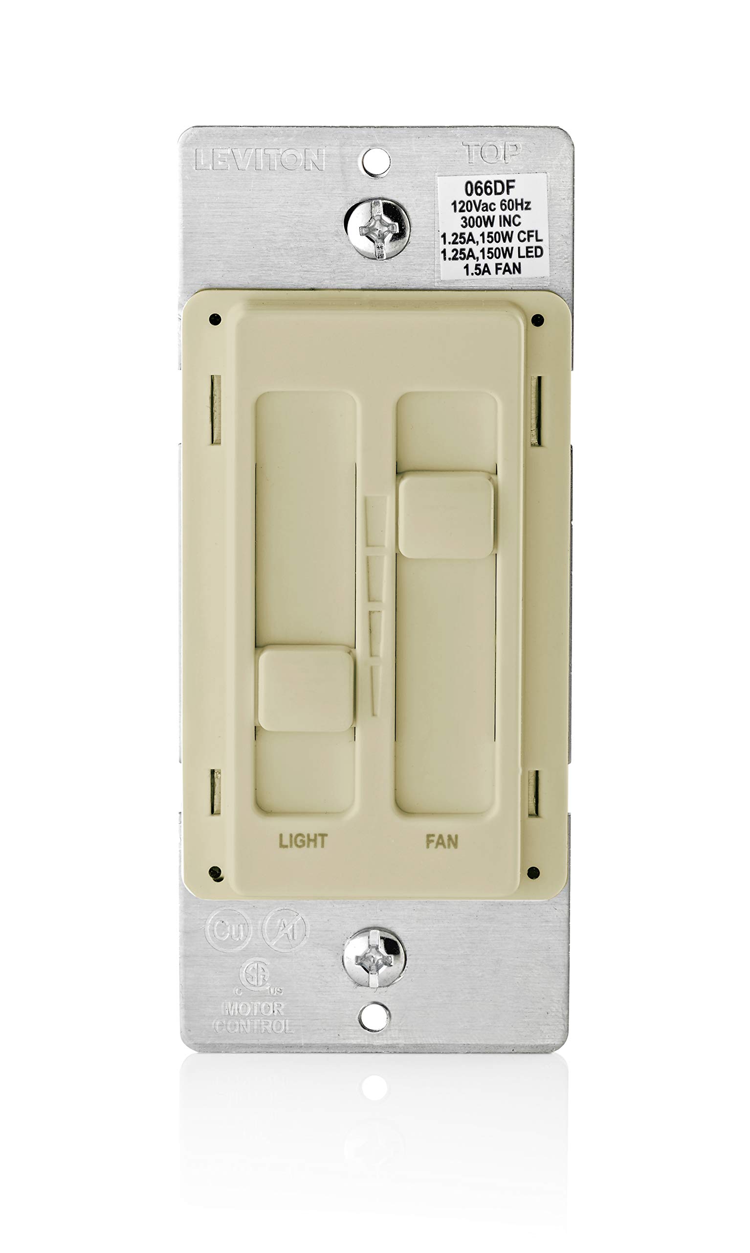 Leviton Decora Illumatech Lüfter-Dimmer – Leise, 120 V, Für Deckenventilatoren (Modell R24-RTF01-10W)