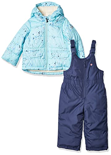 OshKosh B'Gosh Girls' Colorblock Puffer Jacket - Fleece Lined Hooded Winter Coat