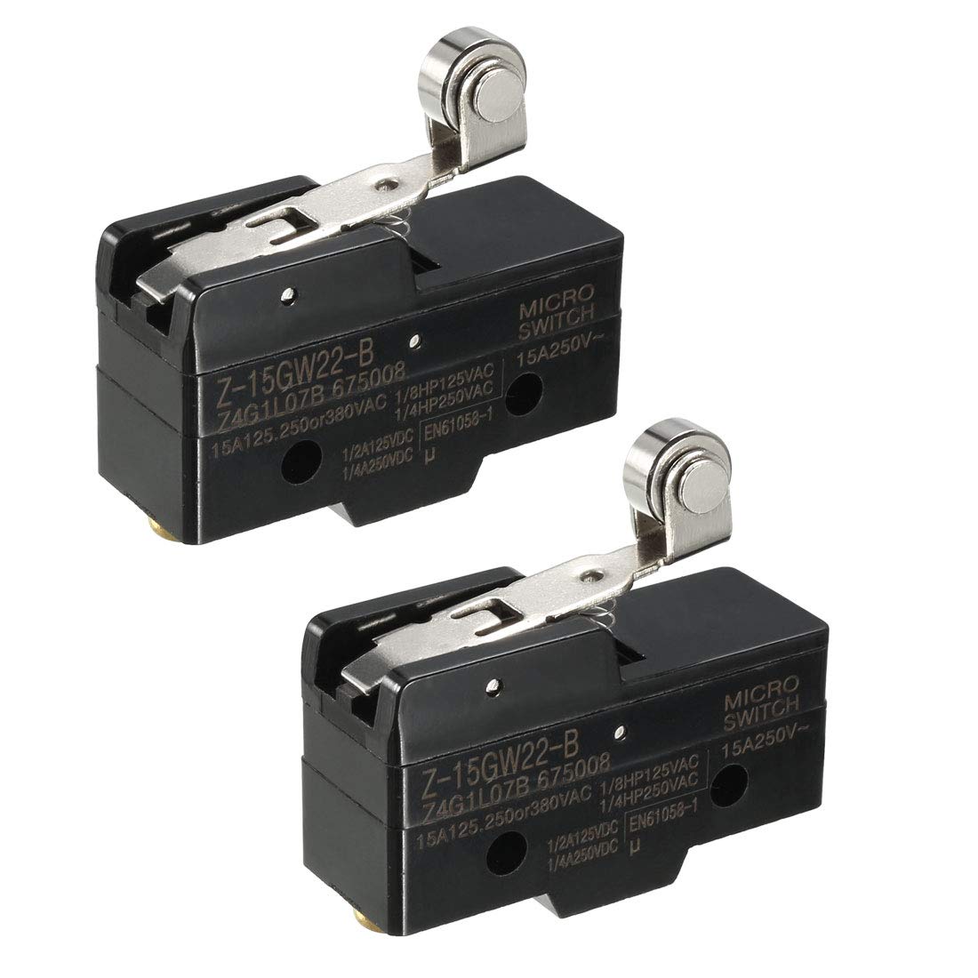Uxcell KW3-OZ-5 Micro Limit Switch – 16A 125/250VAC SPDT NO NC, Short Straight Lever (2pc)
