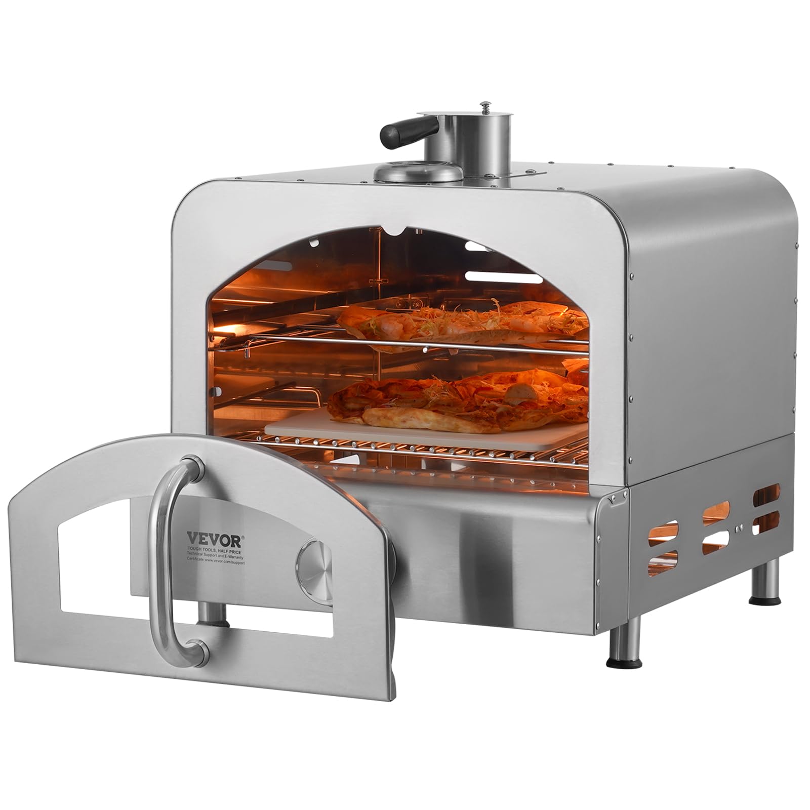 Captiva Designs Outdoor Pizza Oven - Gas Powered Stainless Steel Portable BBQ With Pizza Stone