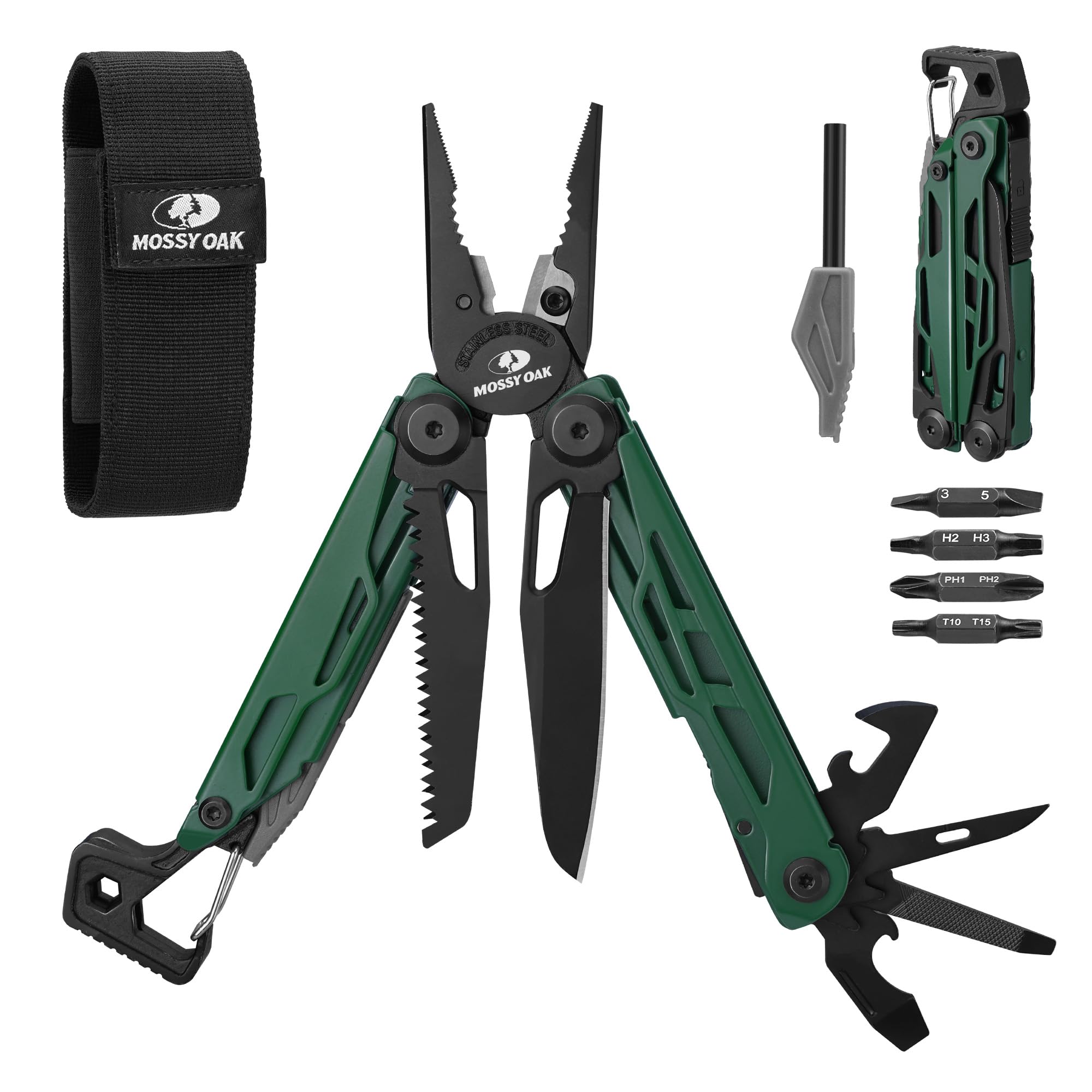 Brandclub - MOSSY OAK CNC-Machined Multitool Pliers, 27-in-1 Multi